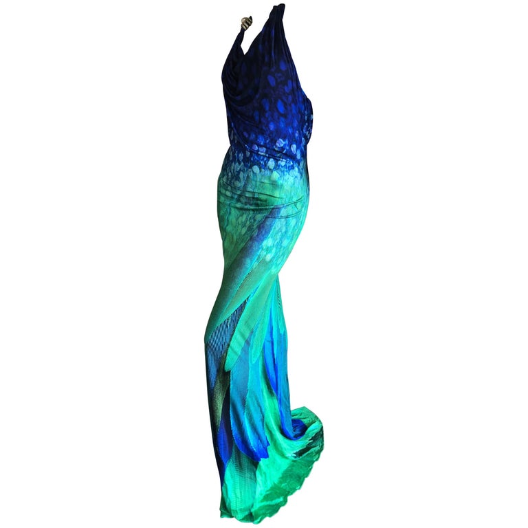 Roberto Cavalli Vintage Peacock Feather Print Halter Style Evening Dress at 1stDibs | vintage peacock dress, peacock evening dress, roberto cavalli feather dress Roberto Cavalli Vintage Peacock Feather Print Halter Style Evening Dress at 1stDibs | vintage peacock dress, peacock evening dress, roberto cavalli feather dress