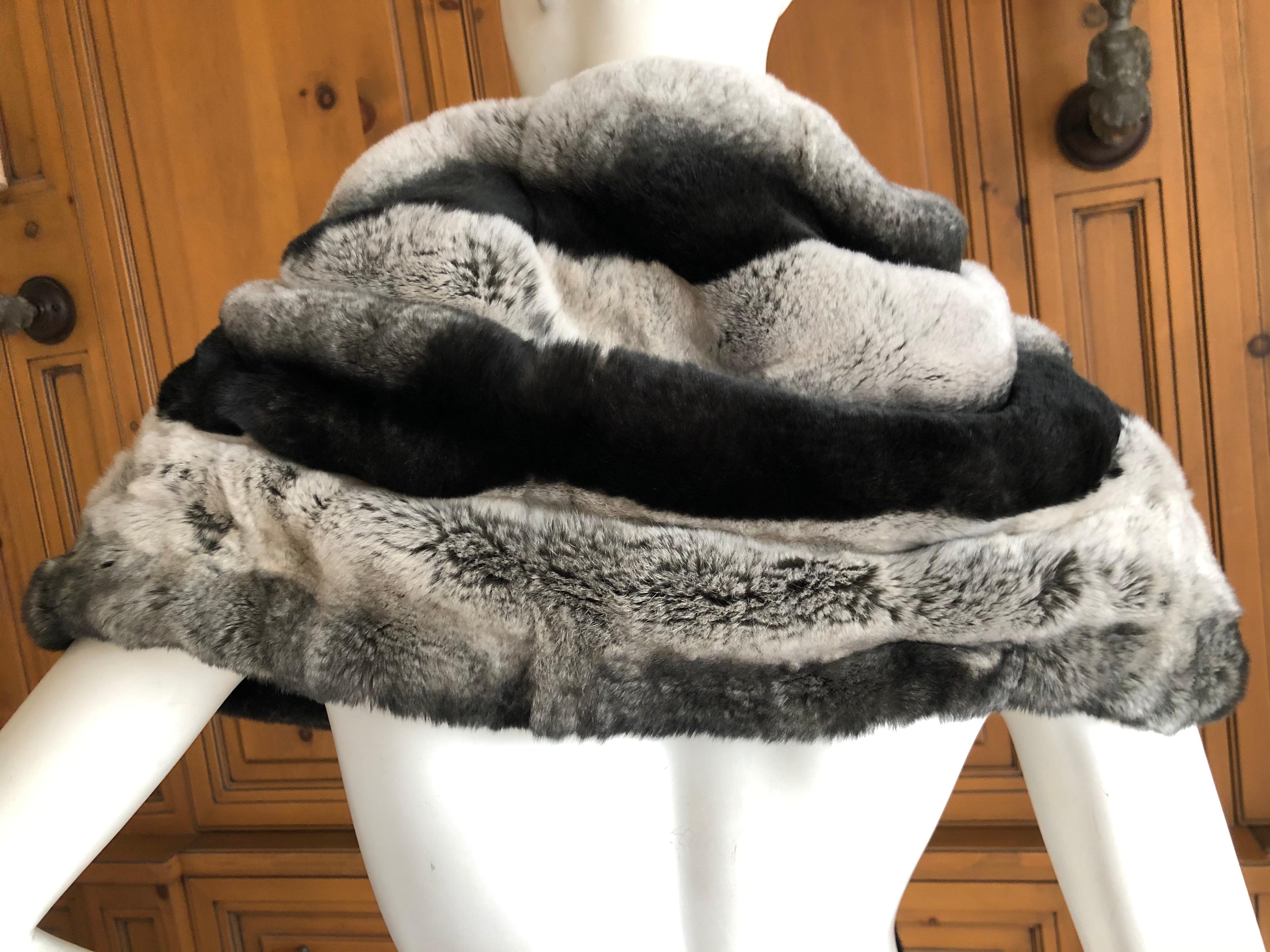 Roberto Cavalli Vintage Pure Cashmere Chinchilla Rex Trimmed Scarf In Excellent Condition In Cloverdale, CA