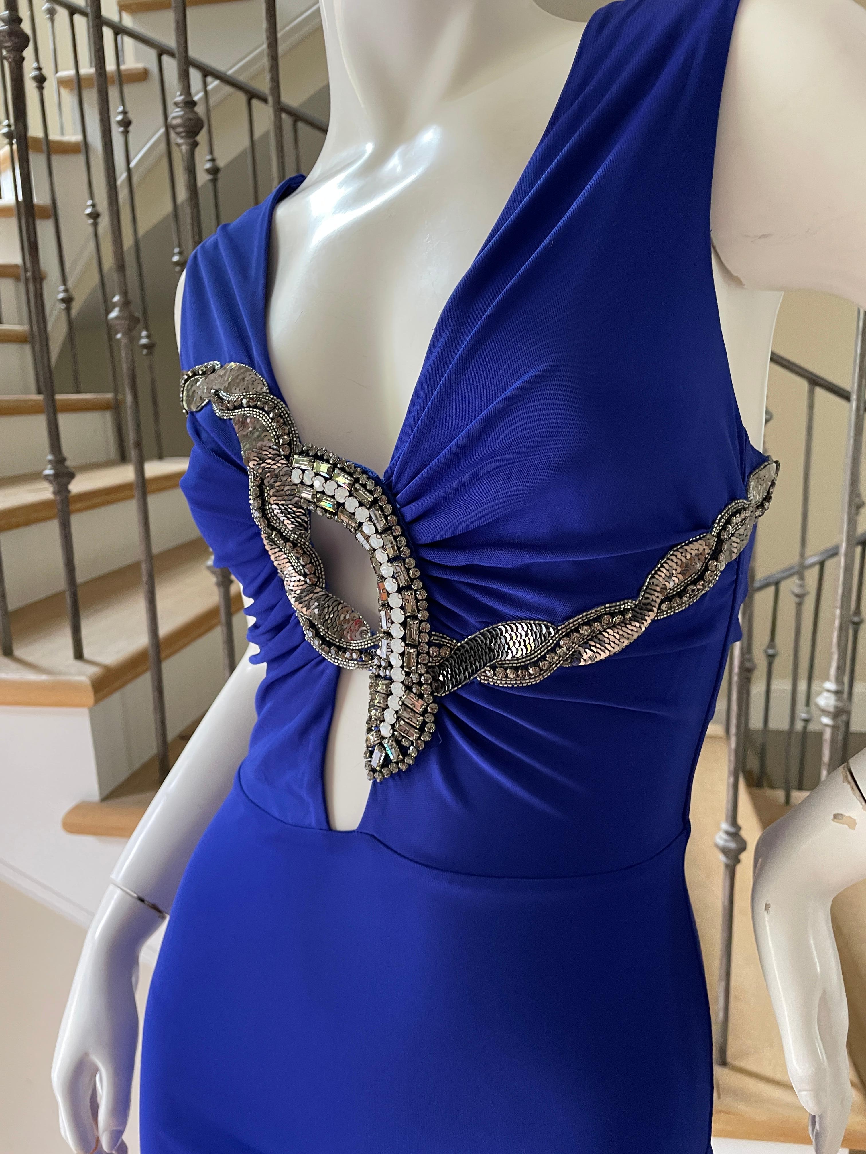 Roberto Cavalli Vintage Plunging Abendkleid mit Jeweled Snake Embellishment. 
Das ist so unbedeutend:: viel besser auf . 
Größe 38
 Brustumfang 34
