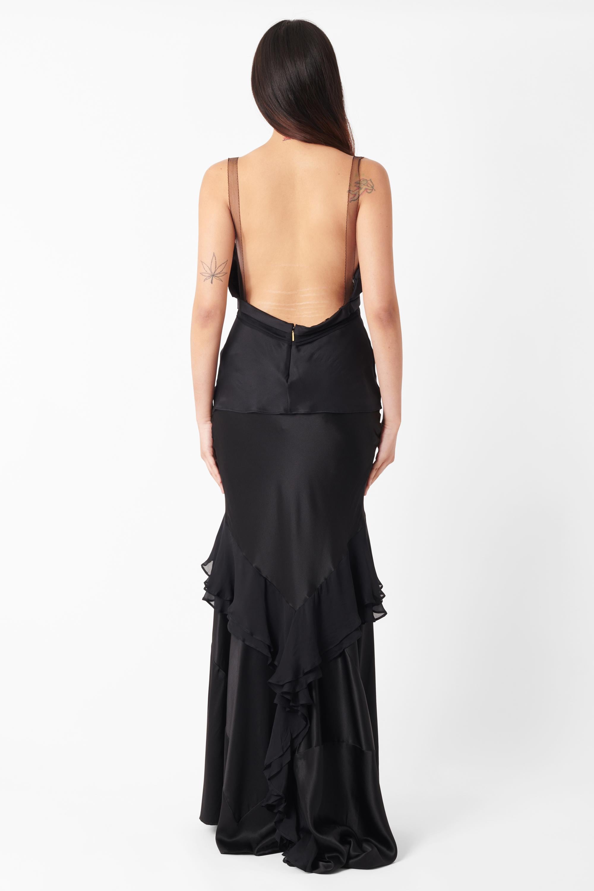 Roberto Cavalli Vintage S/S 2004 Black Silk Co-ord Set In Excellent Condition For Sale In London, GB