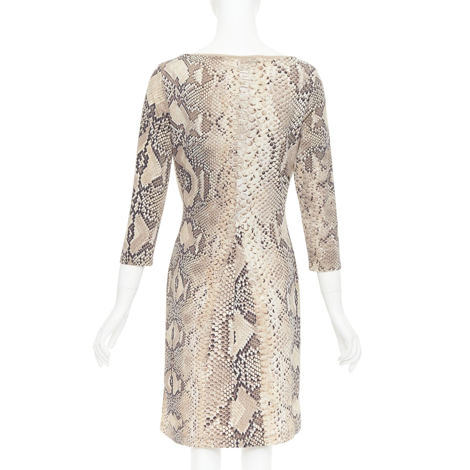 Donna ROBERTO CAVALLI Abito vintage in pelle squamata con dettaglio in pizzo e collo a V IT42 M. in vendita
