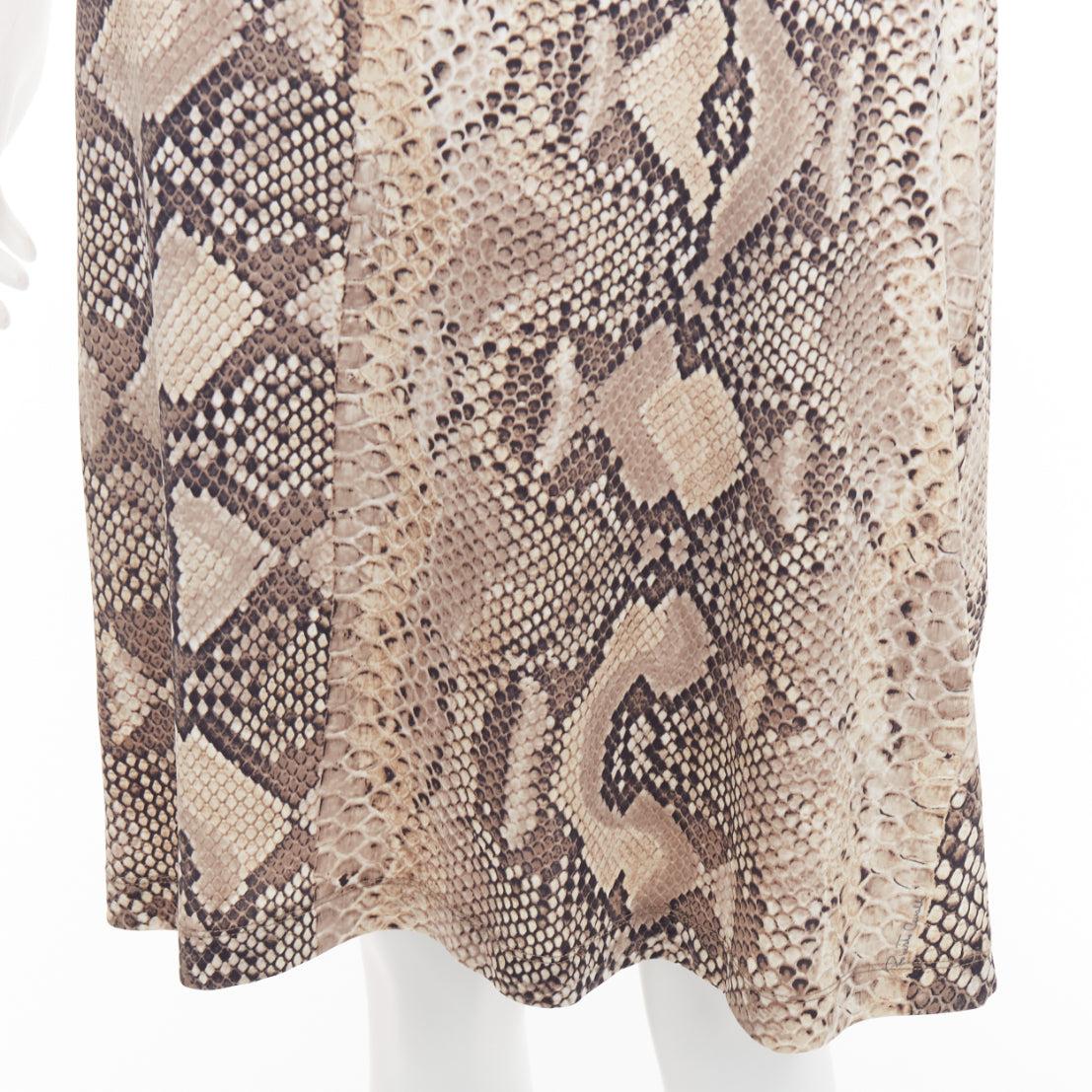 ROBERTO CAVALLI Abito vintage in pelle squamata con dettaglio in pizzo e collo a V IT42 M. in vendita 2