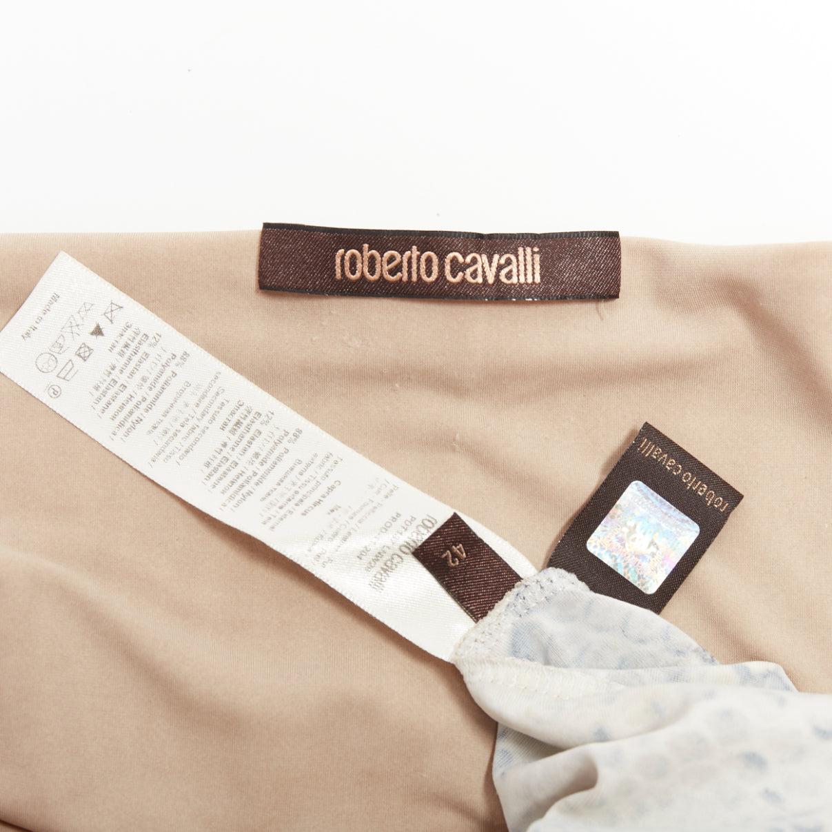 ROBERTO CAVALLI Abito vintage in pelle squamata con dettaglio in pizzo e collo a V IT42 M. in vendita 3