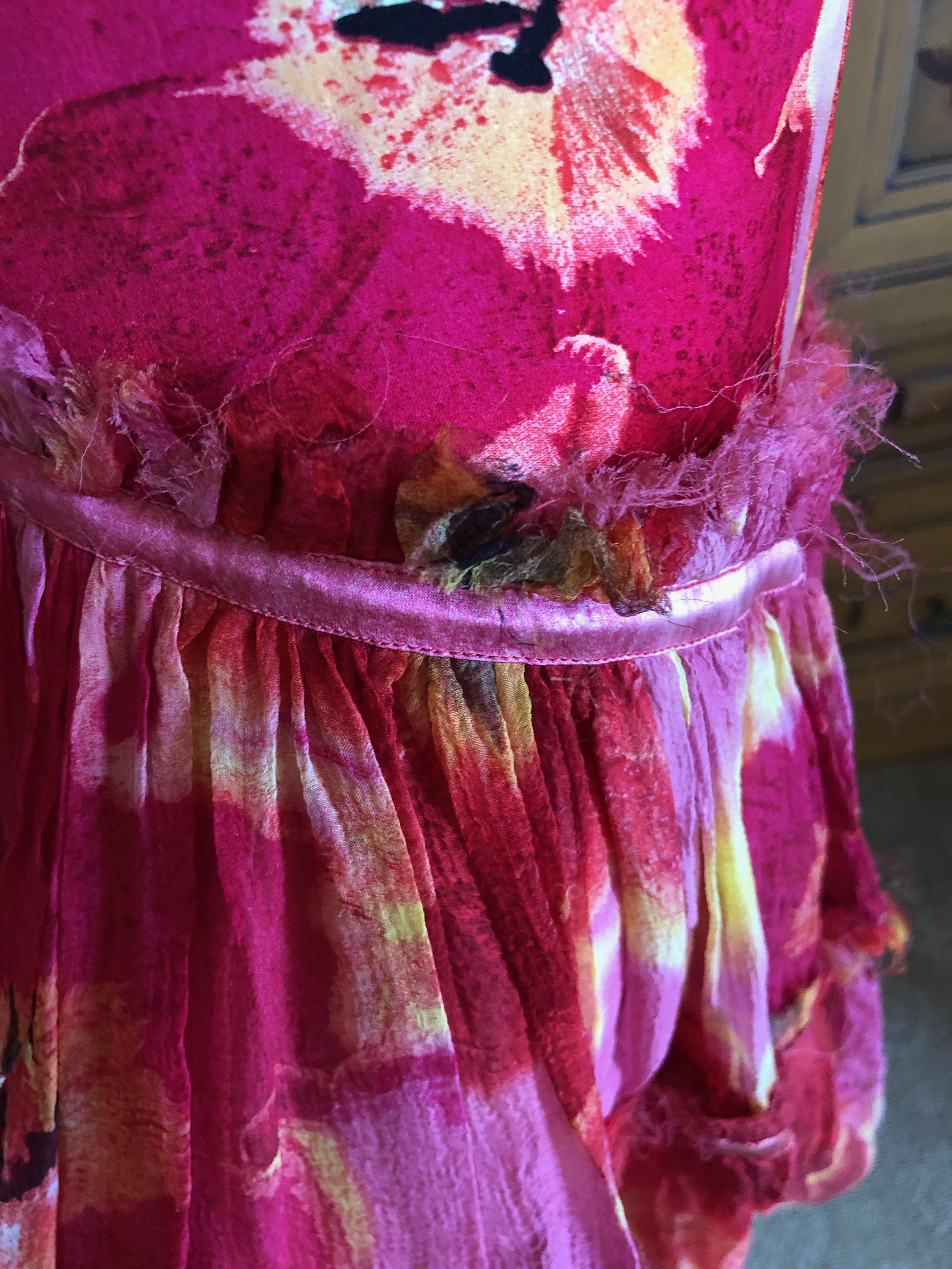 Roberto Cavalli Vintage Silk Acid Bright Floral Dress  For Sale 4