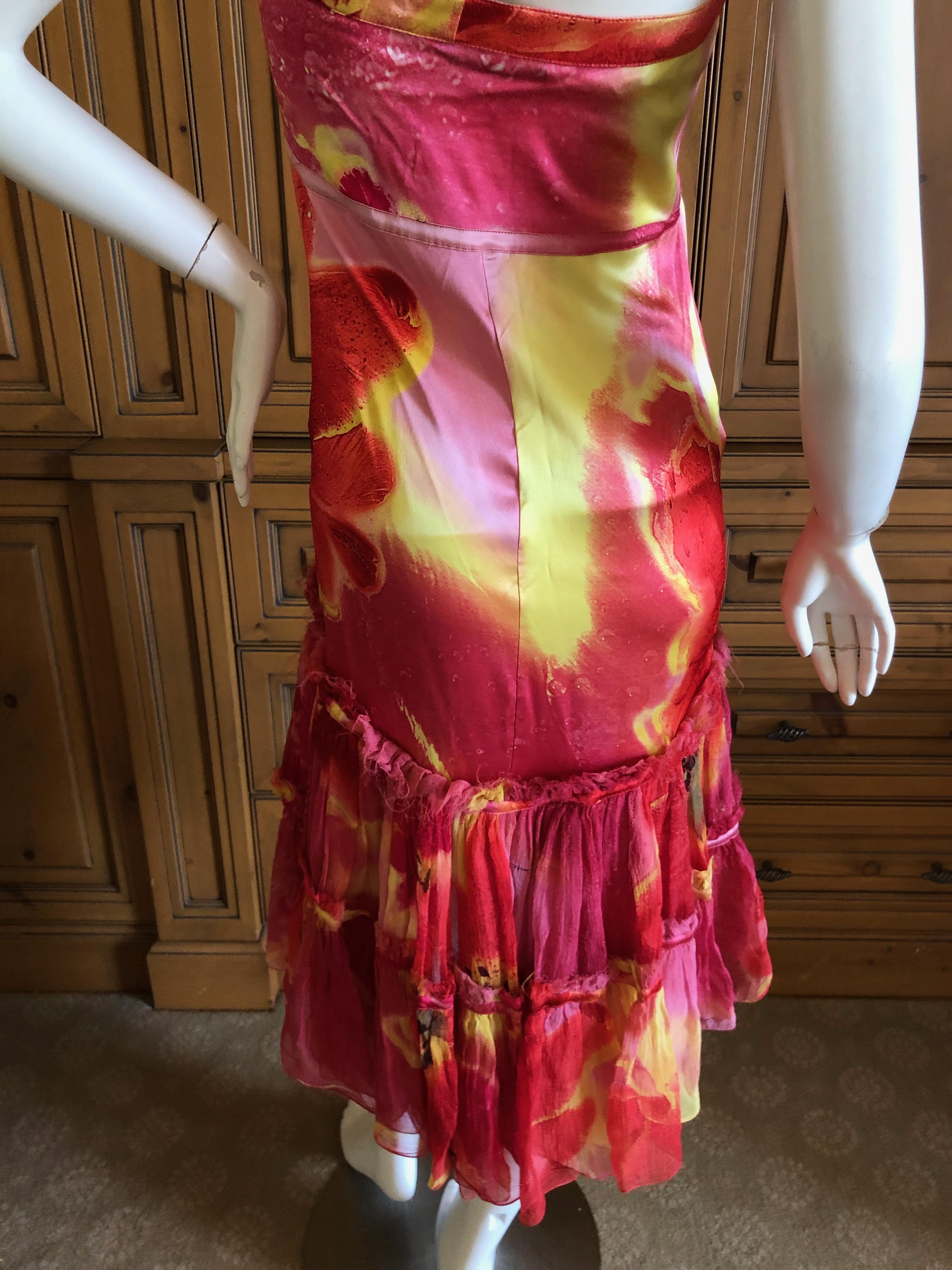 Women's Roberto Cavalli Vintage Silk Acid Bright Floral Dress  For Sale