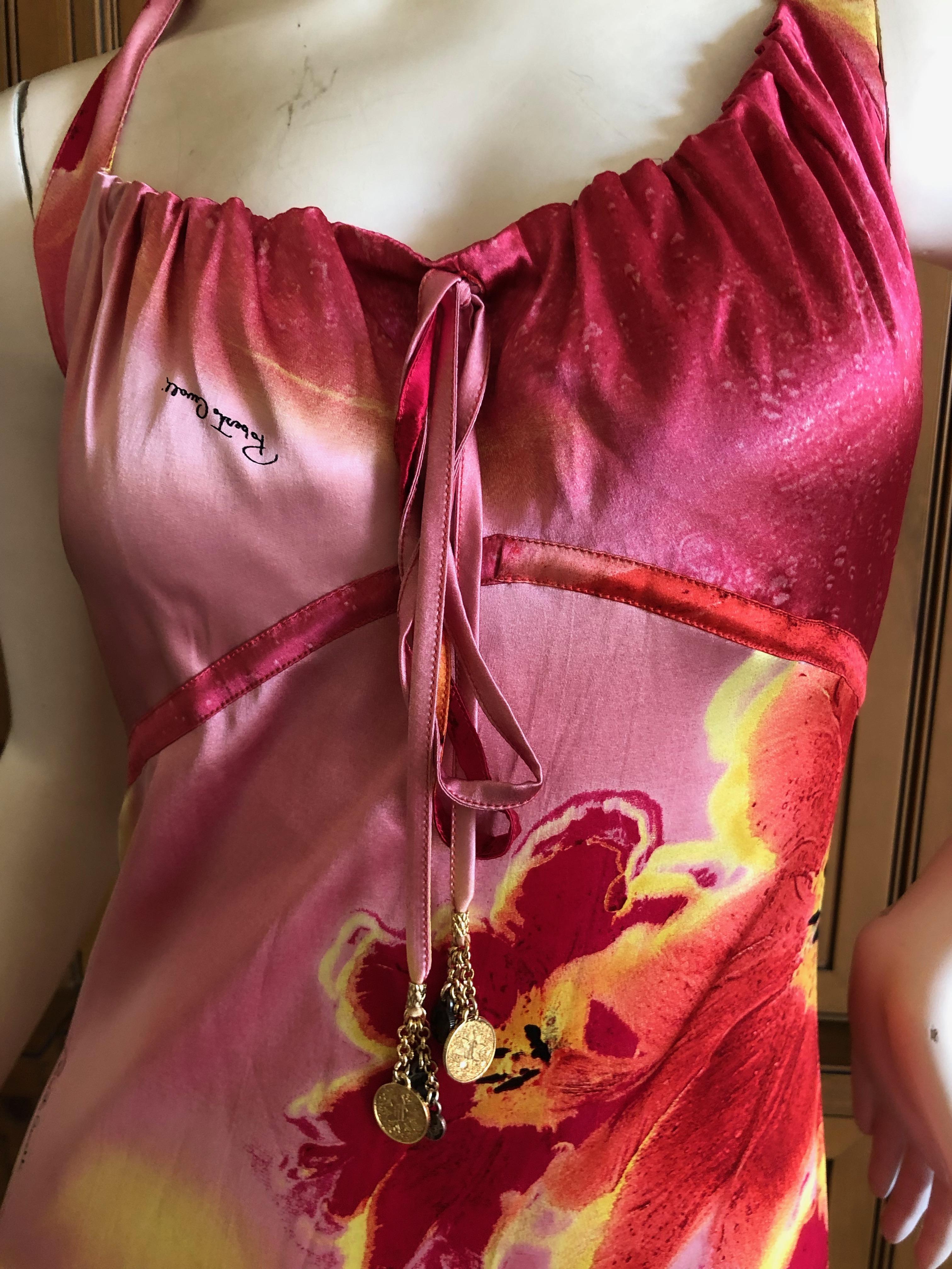 Roberto Cavalli Vintage Silk Acid Bright Floral Dress  For Sale 2