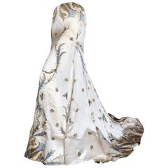 Roberto Cavalli Vintage Silk Ball Skirt with Long Train and Horsehair Hem