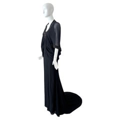 Roberto Cavalli Vintage Seide Perlen Abendkleid mit Schleppe Maxikleid mit Schleppe