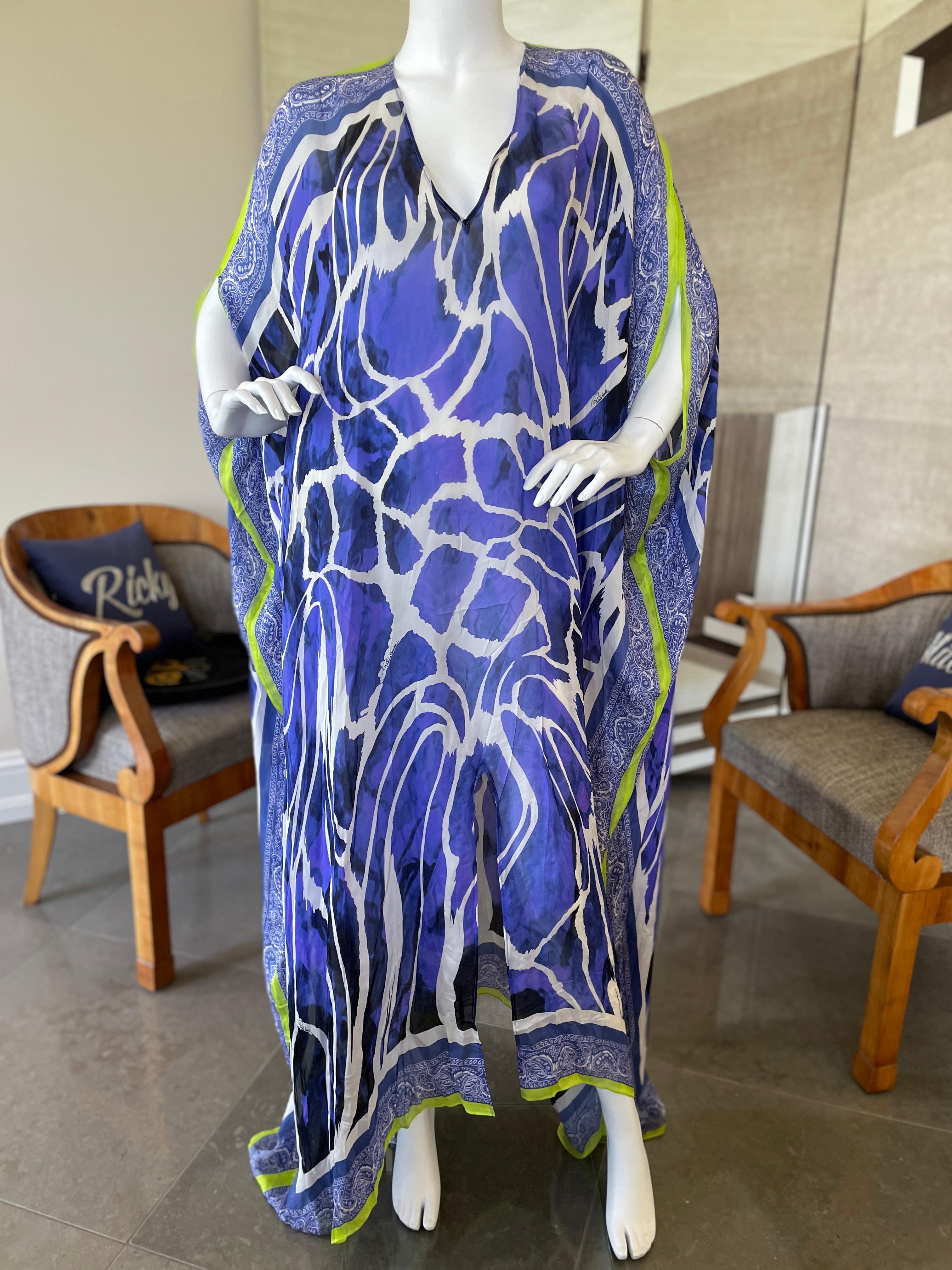 Roberto Cavalli Vintage Silk Caftan Dress 
Marked Size 38 , but it's one size fits all.
Bust 45