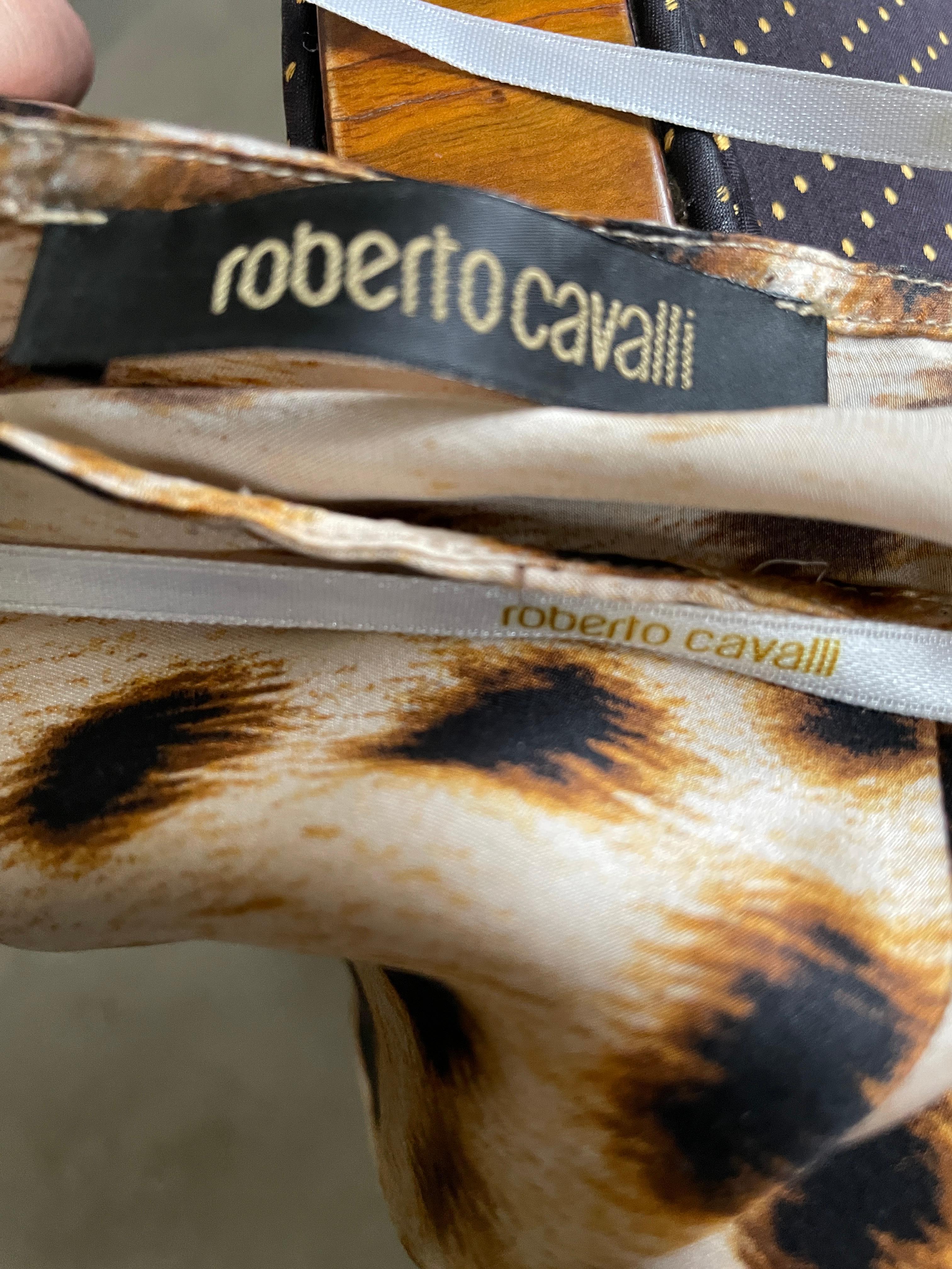 Roberto Cavalli Vintage Silk Leopard Print Halter Style Evening Dress with Train For Sale 5