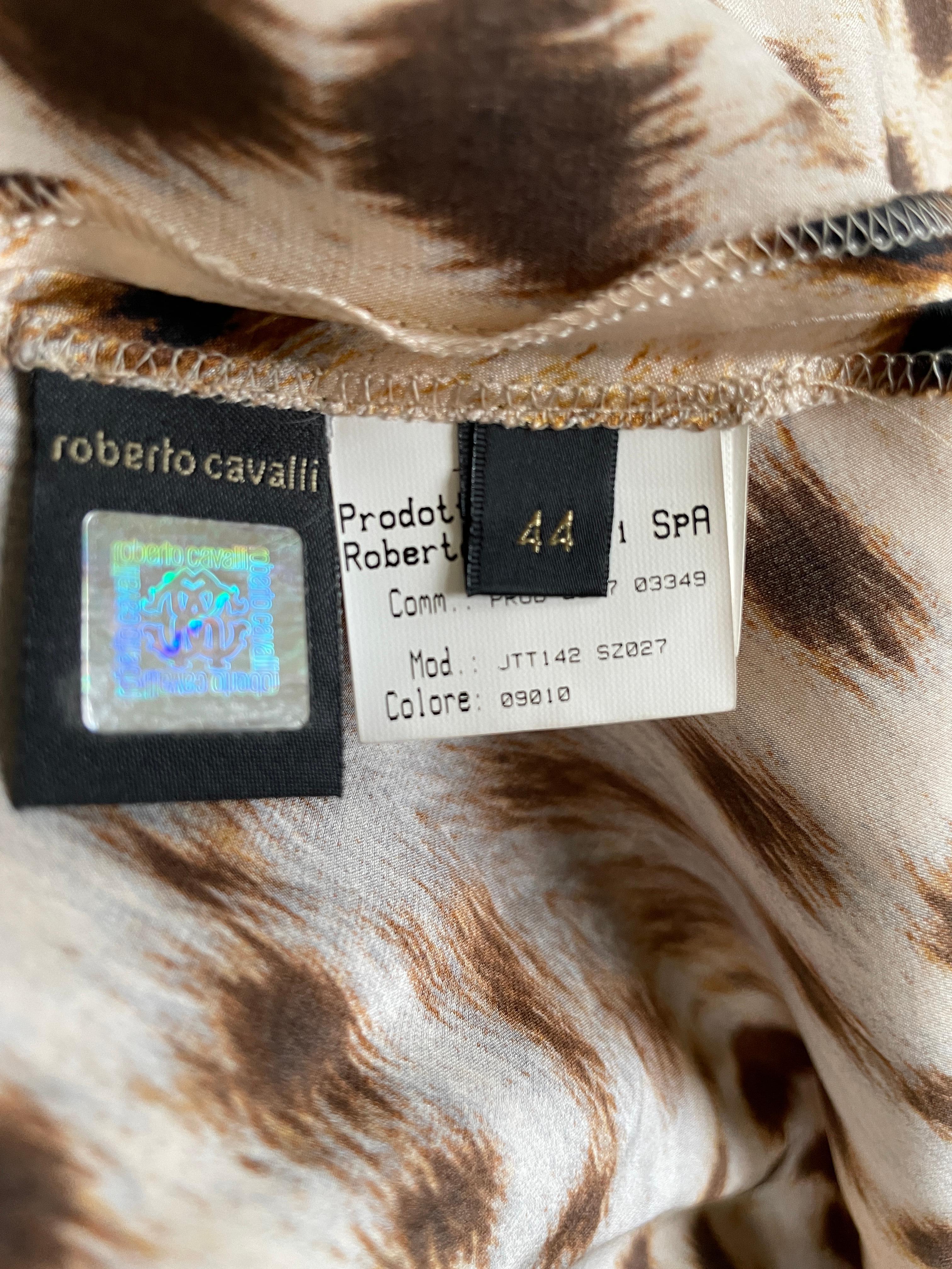 Roberto Cavalli Vintage Silk Leopard Print Halter Style Evening Dress with Train For Sale 6