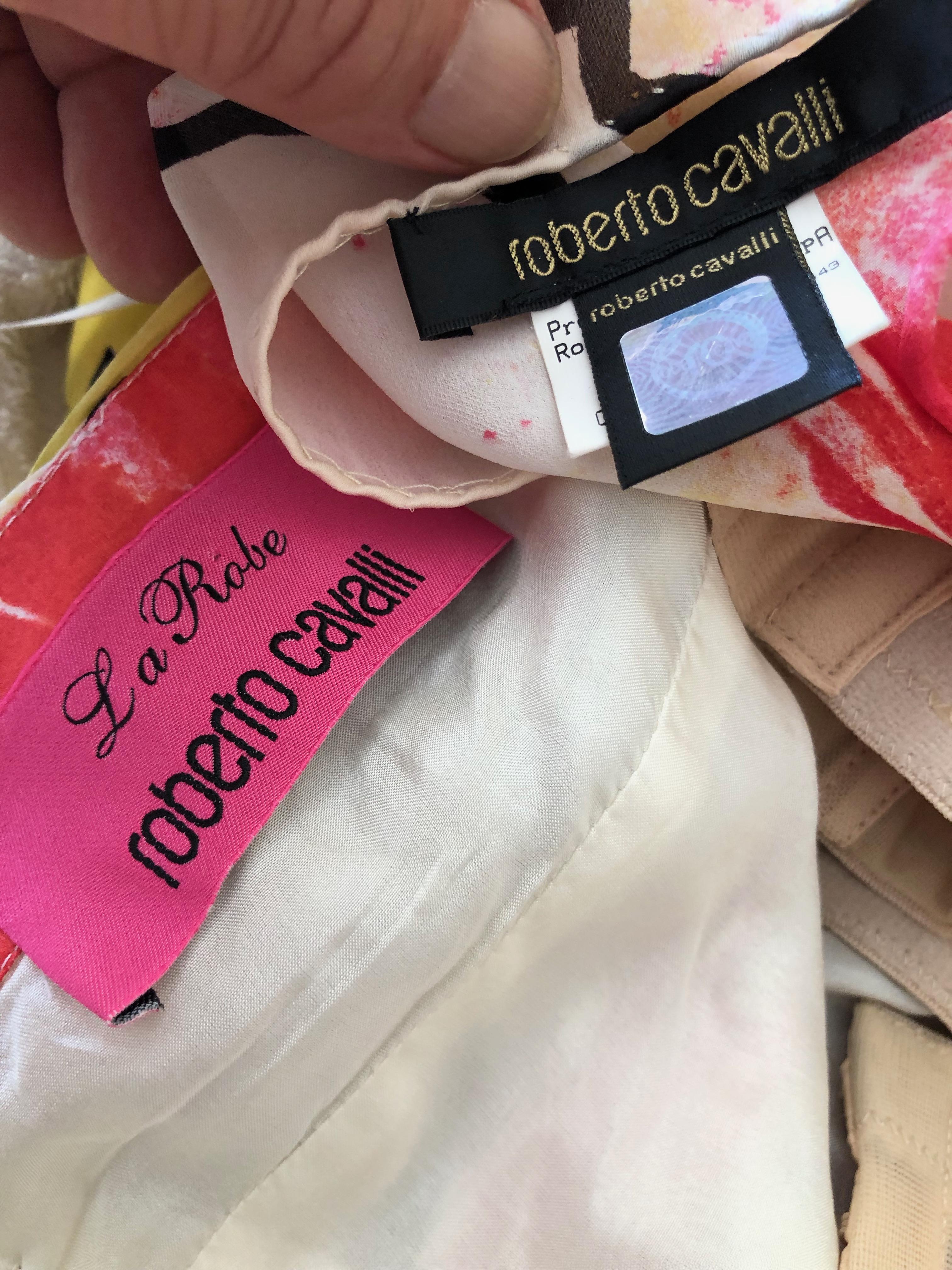 Roberto Cavalli Vintage Silk Strapless Mini Dress with Voluminous Matching Shawl For Sale 6