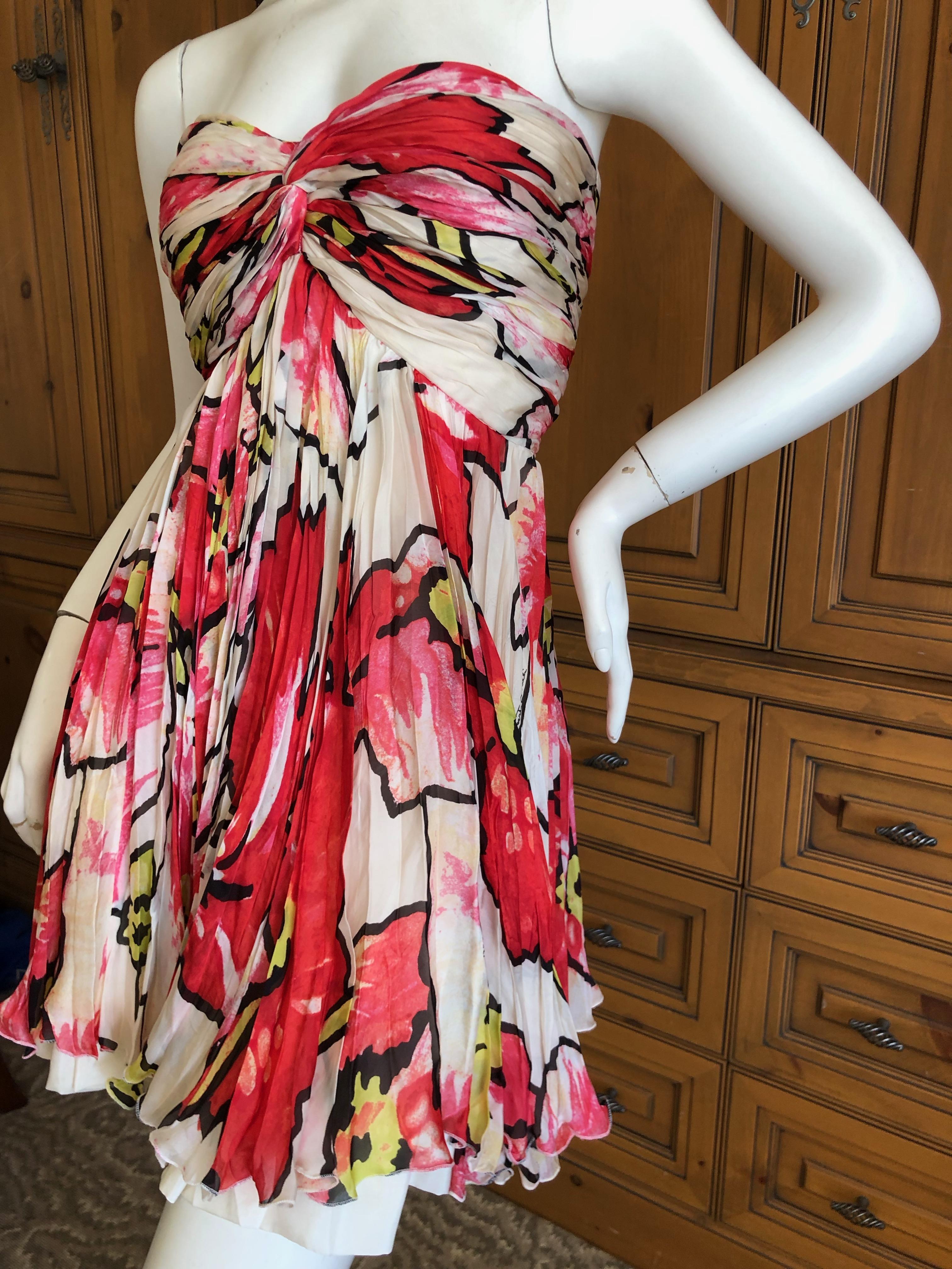 Women's Roberto Cavalli Vintage Silk Strapless Mini Dress with Voluminous Matching Shawl For Sale