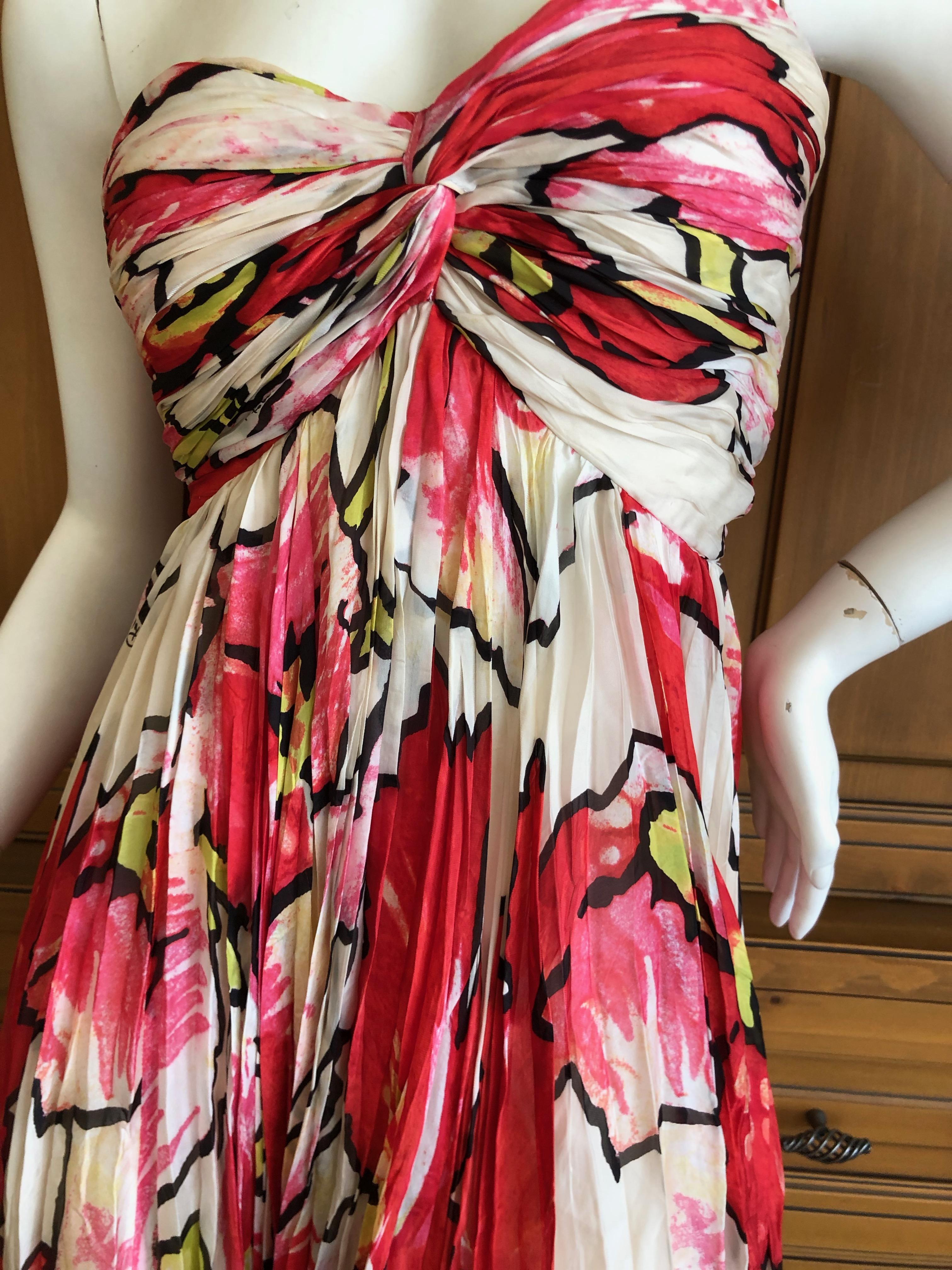 Roberto Cavalli Vintage Silk Strapless Mini Dress with Voluminous Matching Shawl For Sale 4