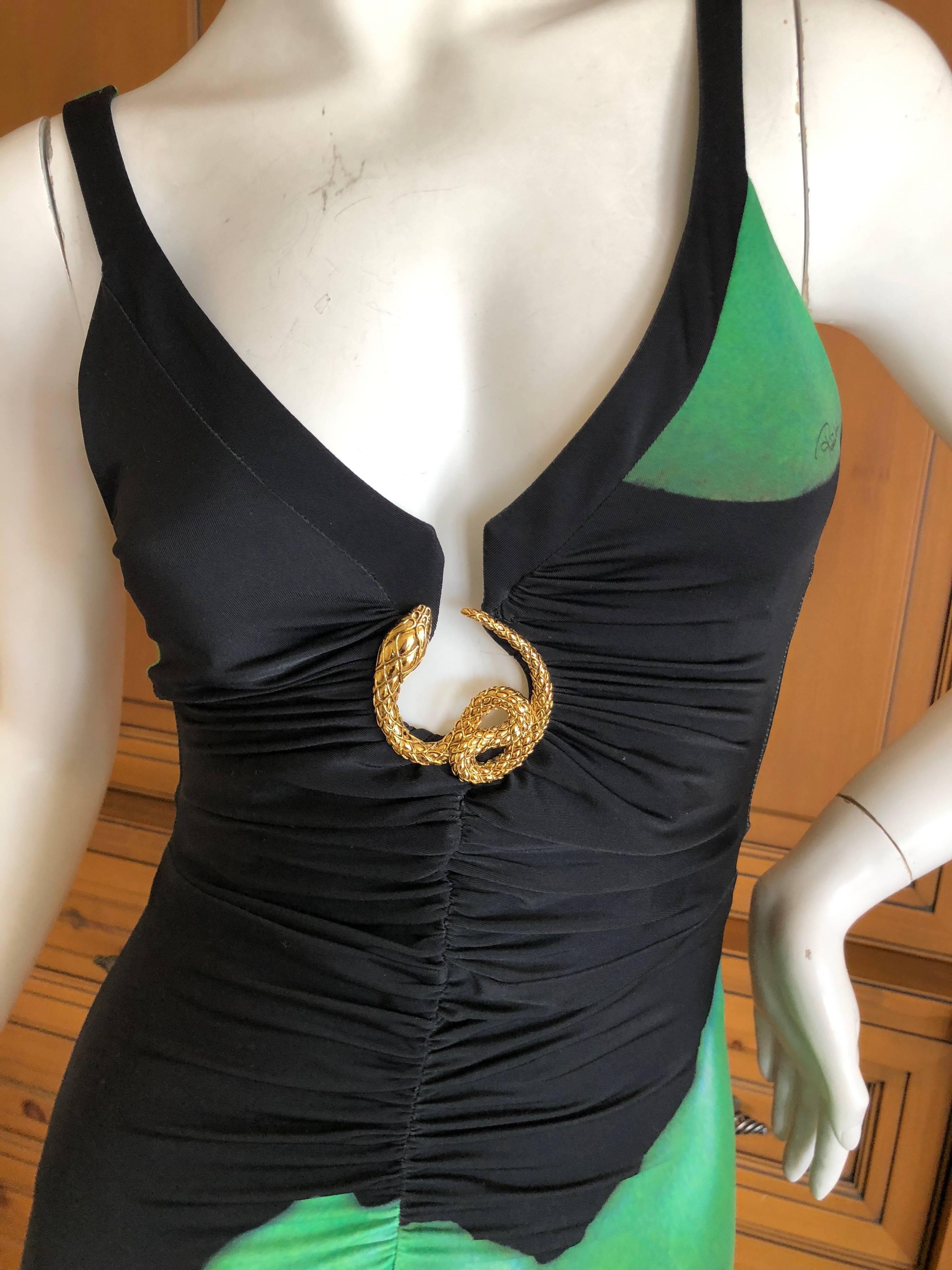 Roberto Cavalli Vintage Snake Accented Keyhole Evening Dress  In Excellent Condition For Sale In Cloverdale, CA