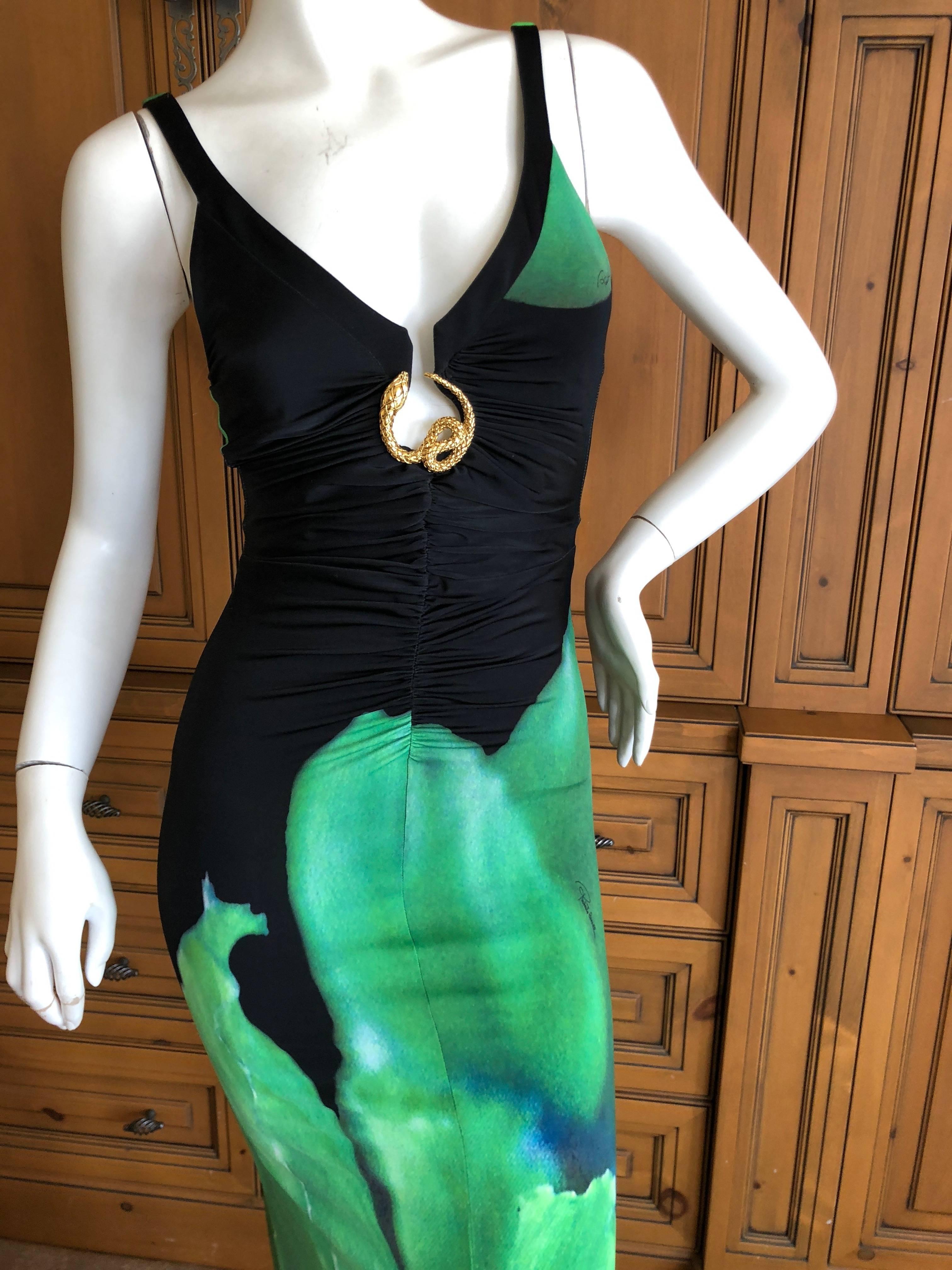 Roberto Cavalli Vintage Snake Accented Keyhole Evening Dress  For Sale 1