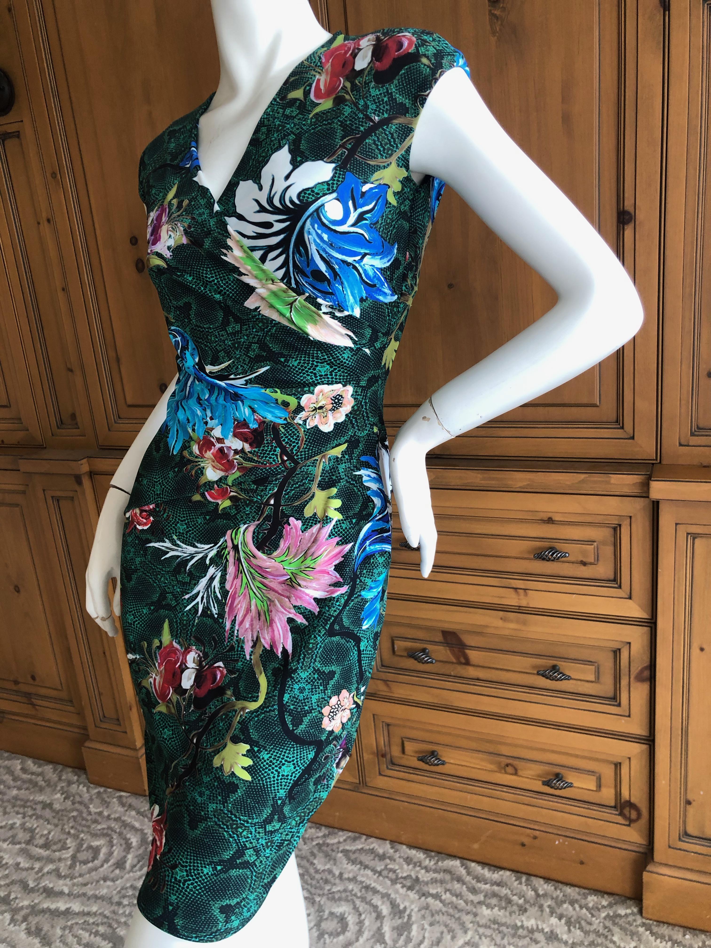 Roberto Cavalli Vintage Snake Print and Floral Pattern Bodycon Cocktail Dress
Size 40, there is a lot of stretch
Bust 36