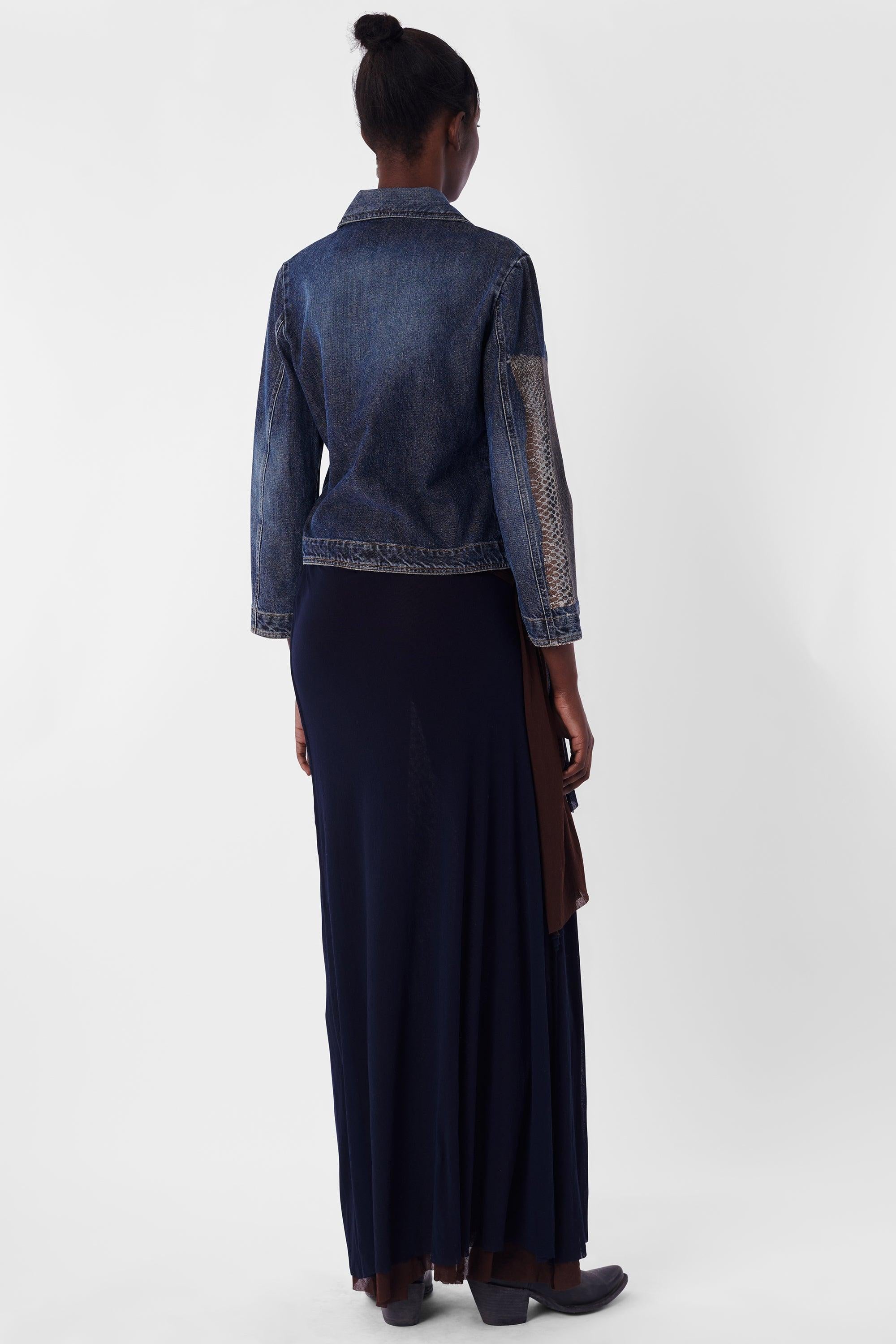Roberto Cavalli Vintage Snakeskin Denim Jacket In Excellent Condition For Sale In London, GB