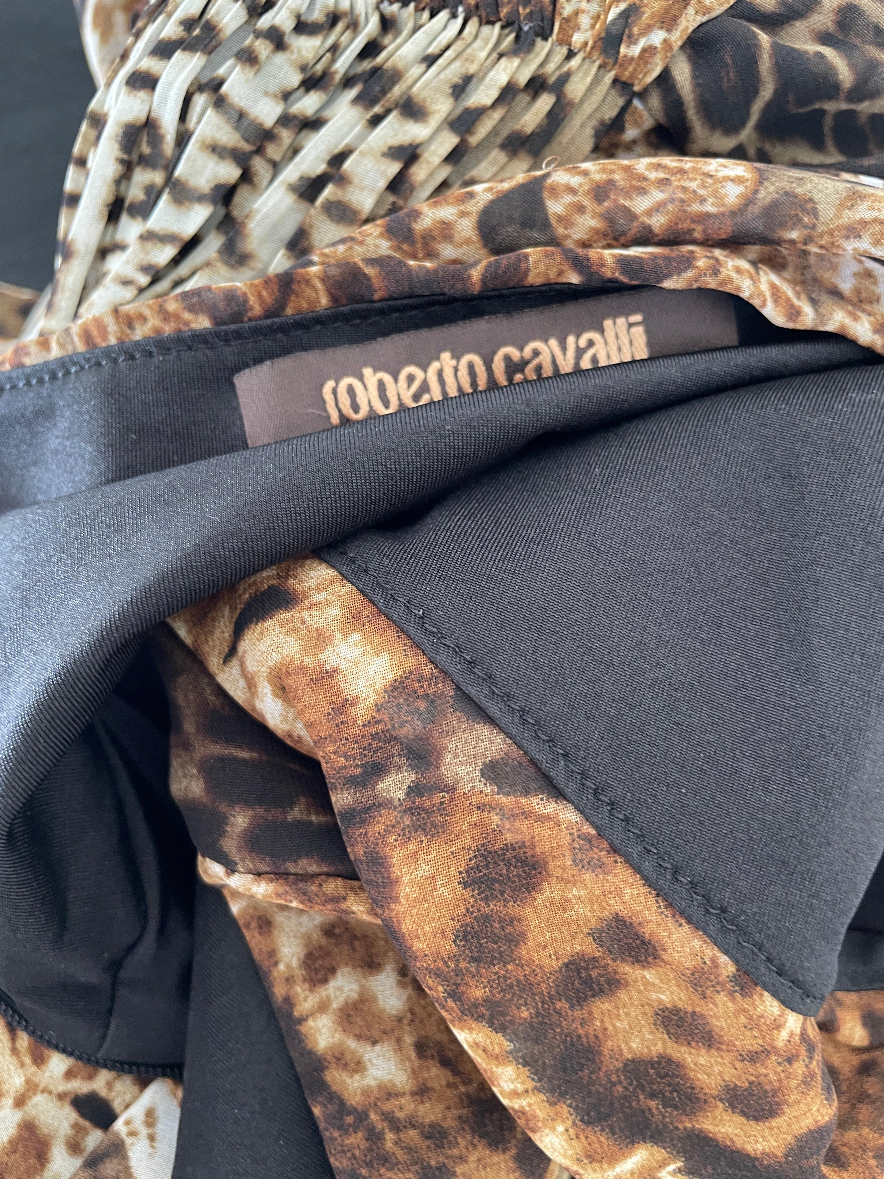 Roberto Cavalli Vintage Tie Neck Halter Style Leopard Print Evening Dress 4