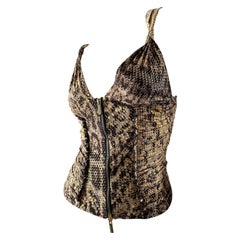 Roberto Cavalli Vintage Zip Front Gold Snake Print Top NWT