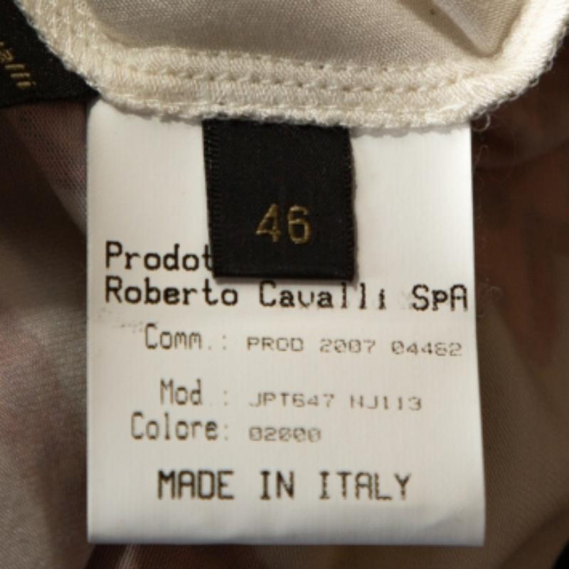 Roberto Cavalli White and Red Floral Print Off Shoulder Top L im Angebot 2