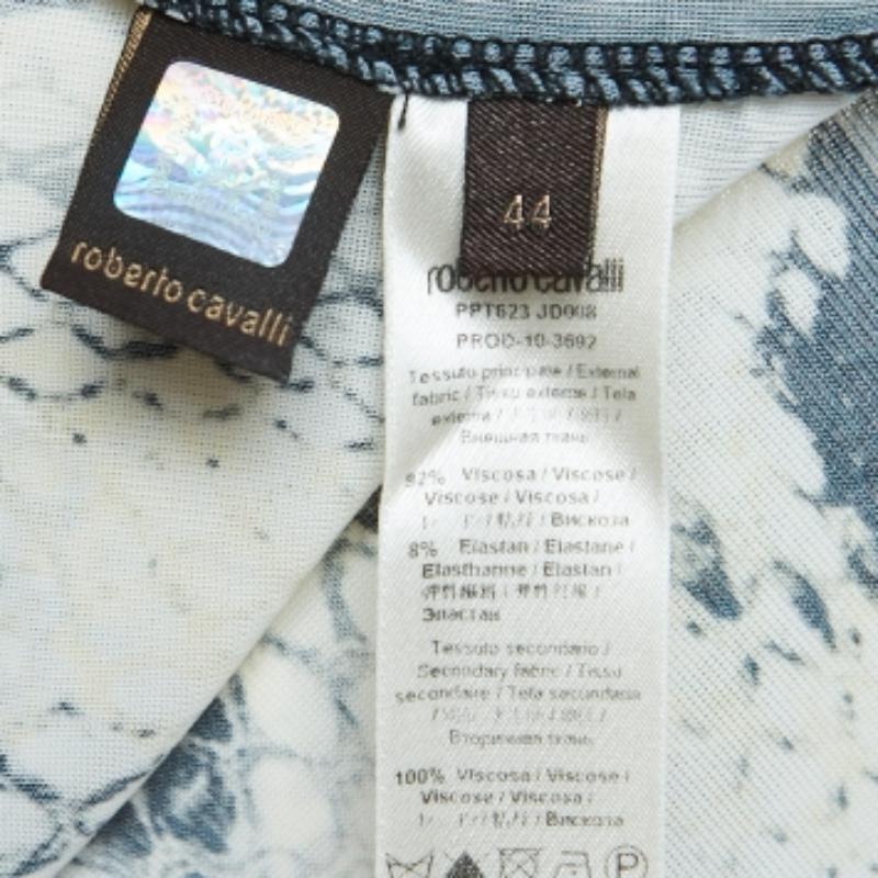 Grigio Roberto Cavalli Canotta in Jersey con Stampa Serpente Bianca/Nera M. in vendita