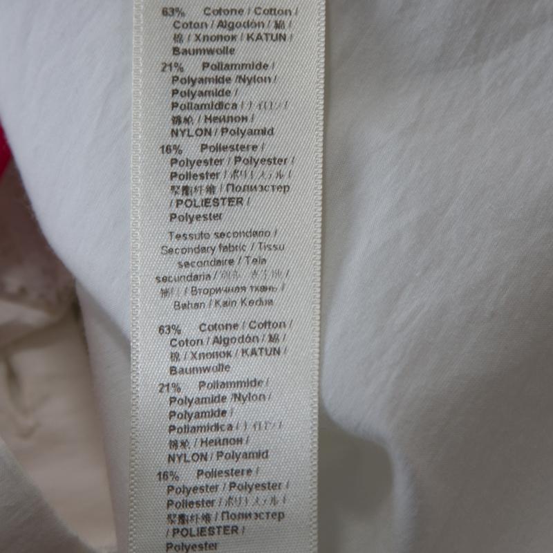 Roberto Cavalli - Robe chemise en coton imprimé plumes en laiton blanc S Bon état - En vente à Dubai, Al Qouz 2