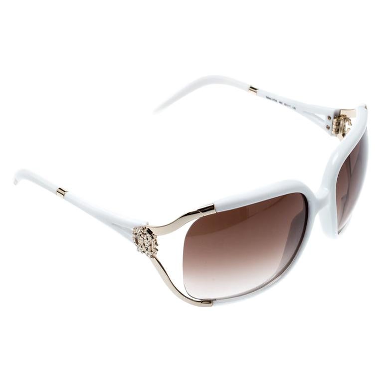 Roberto Cavalli White/ Brown Gradient Talisia 370S Oversized Sunglasses For  Sale at 1stDibs