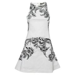 Robe sans manches Roberto Cavalli en popeline de coton blanche brodée contrastée S