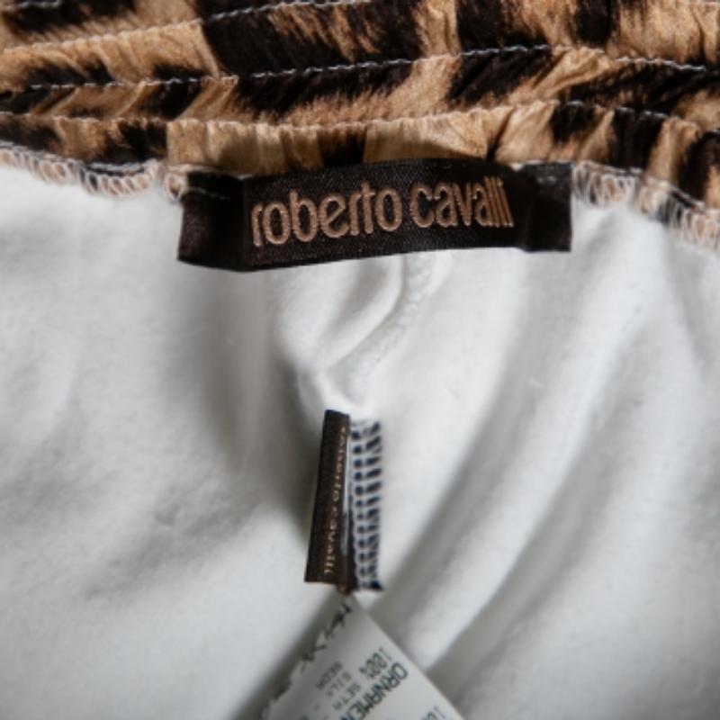 Roberto Cavalli Weiße Baumwoll-Rippstrick-Jogginghose mit Details M im Angebot 1
