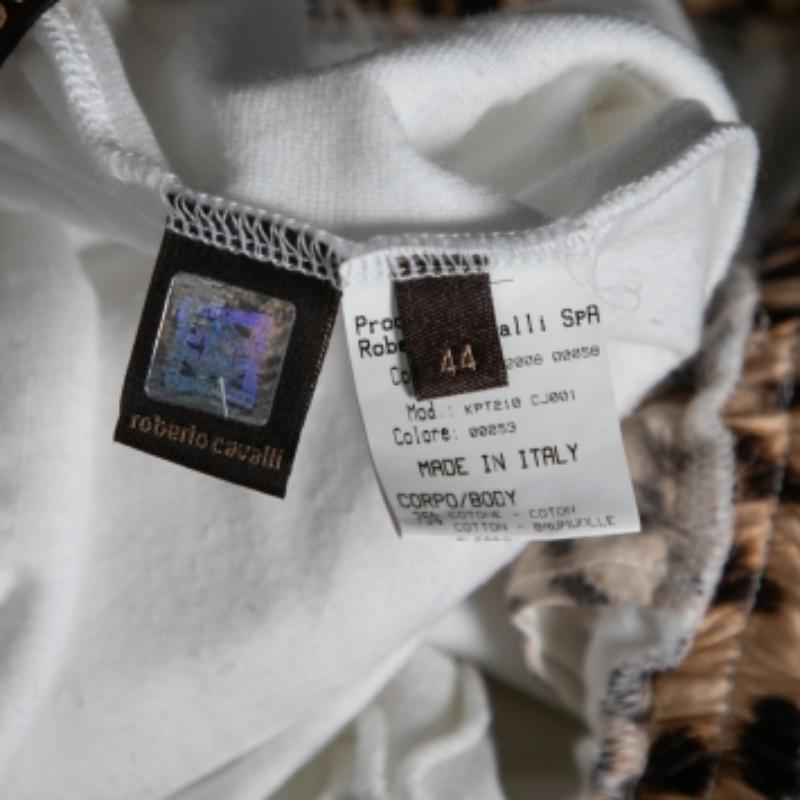 Roberto Cavalli Weiße Baumwoll-Rippstrick-Jogginghose mit Details M im Angebot 3