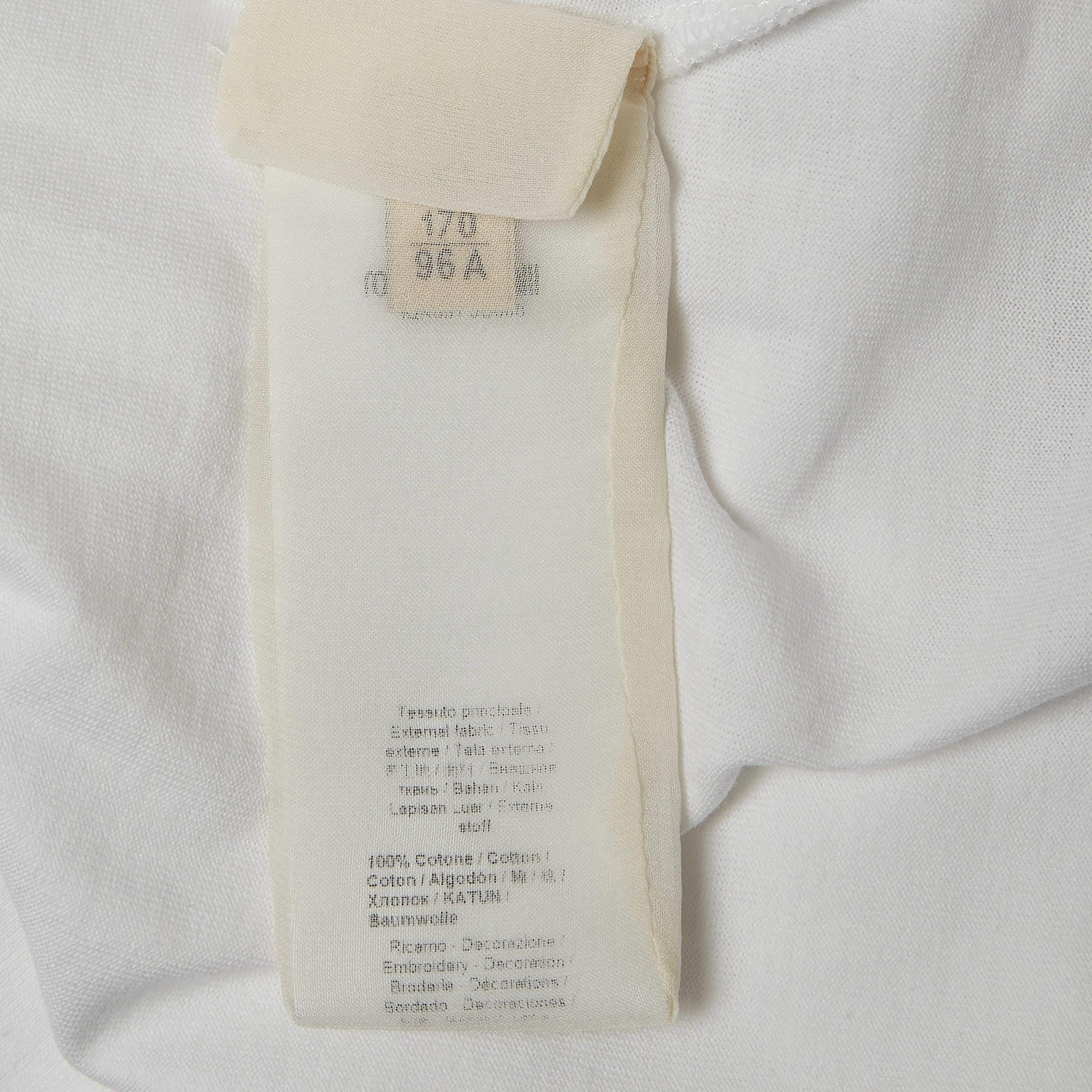 Roberto Cavalli White Crystal Embellished Jersey T-Shirt M For Sale 1