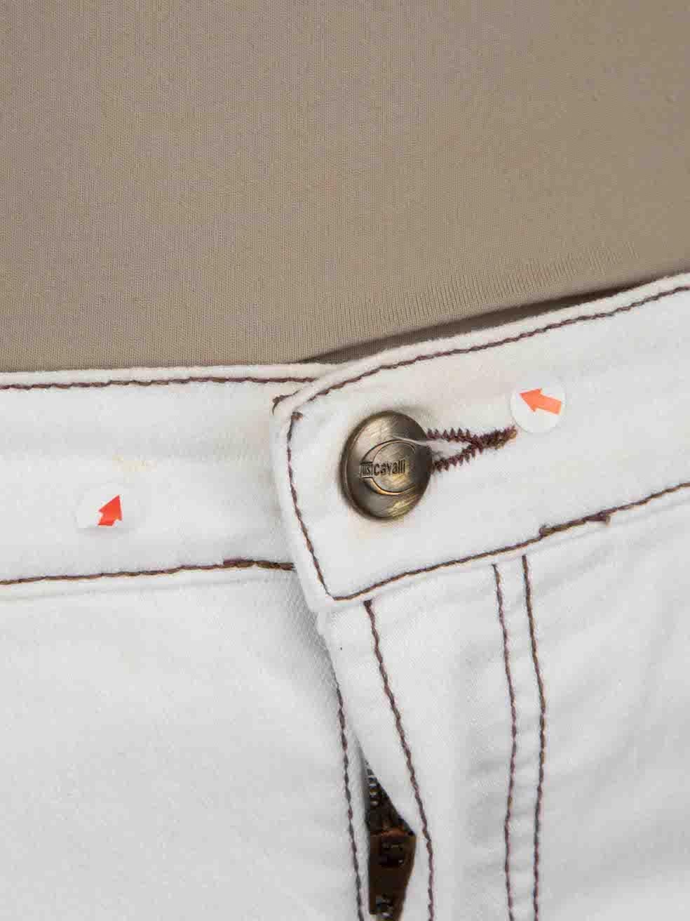Roberto Cavalli White Denim Contrast Stitch Jeans Size L For Sale 1