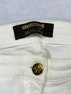 Roberto Cavalli White Denim Jeans Pants, Size 42