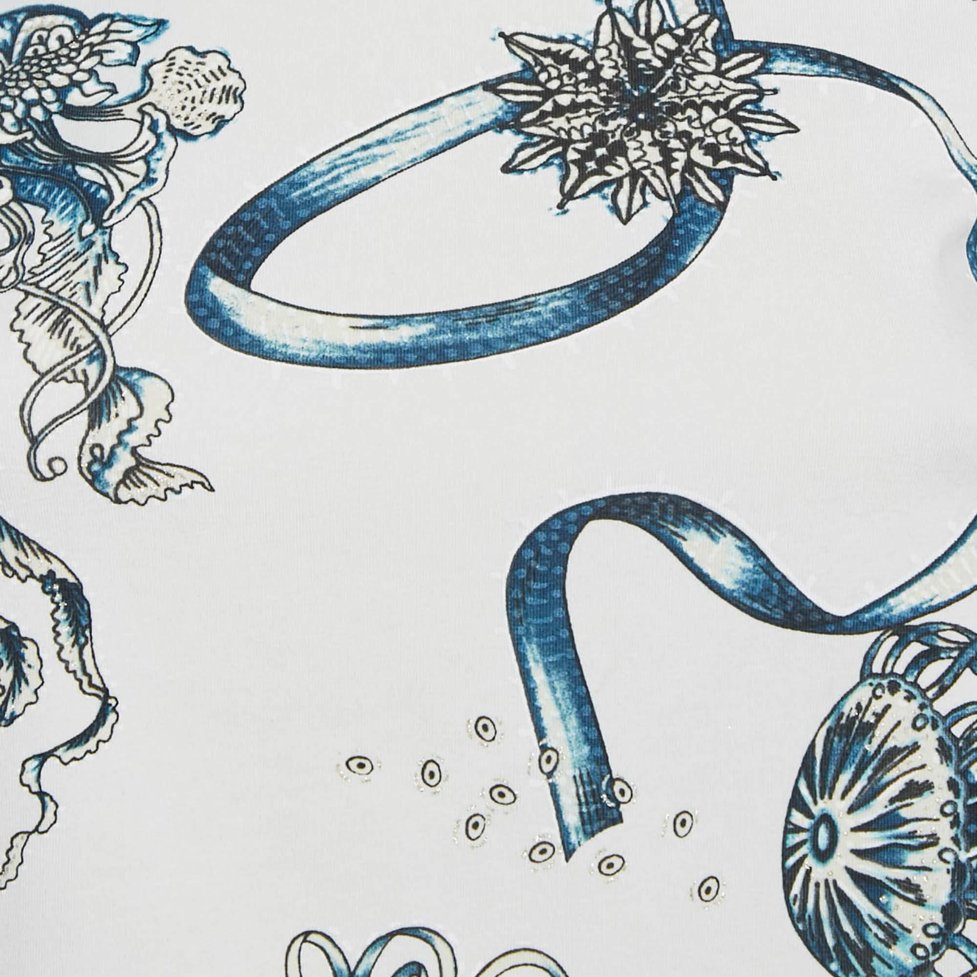 Gray Roberto Cavalli White Jelly Fish Print Jersey T-Shirt 10Yrs For Sale