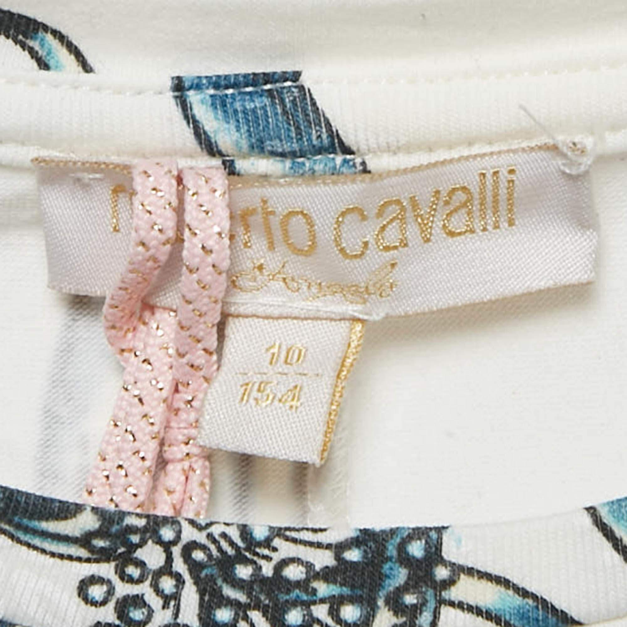 Women's or Men's Roberto Cavalli White Jelly Fish Print Jersey T-Shirt 10Yrs For Sale