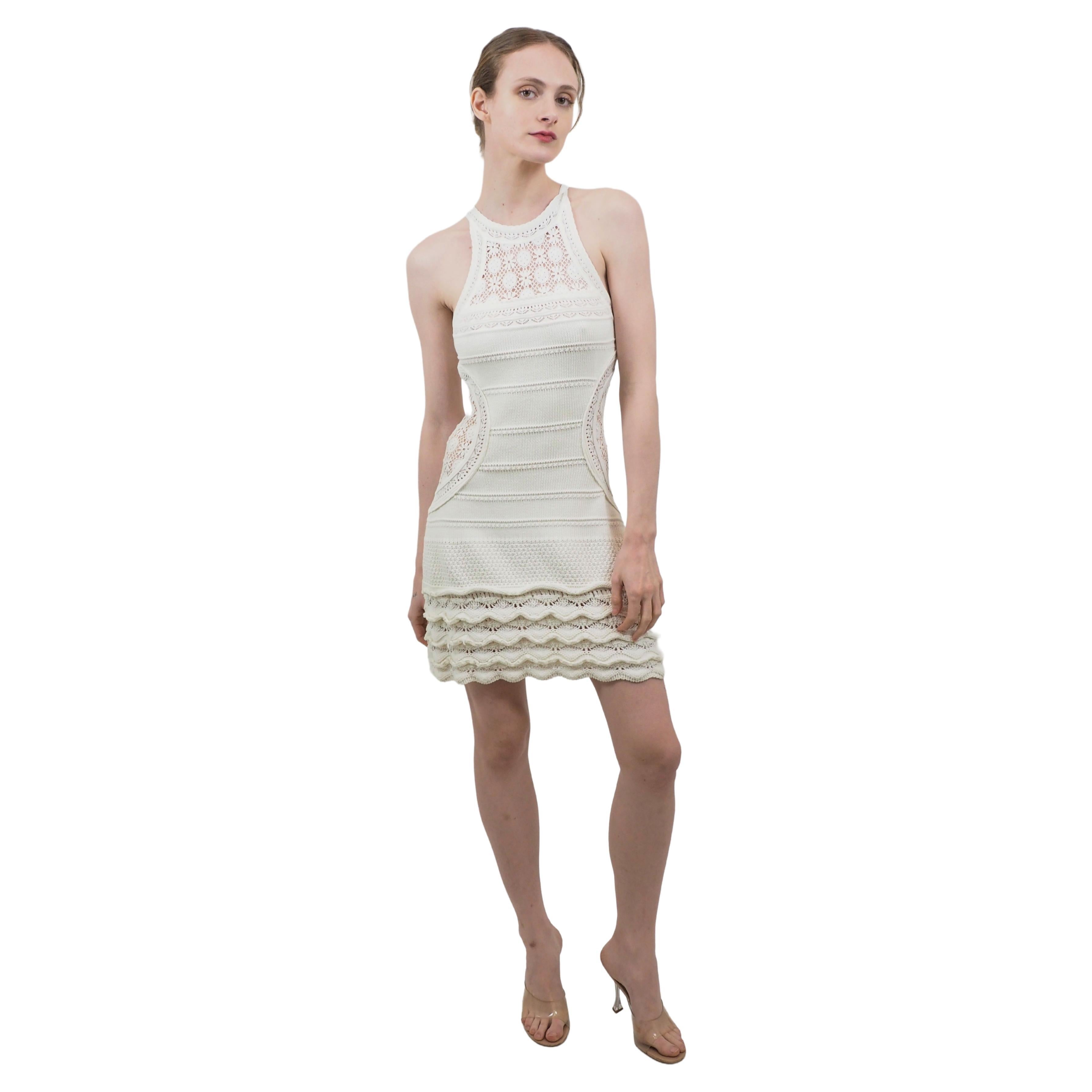 Roberto Cavalli White Knit Mini Cocktail Dress