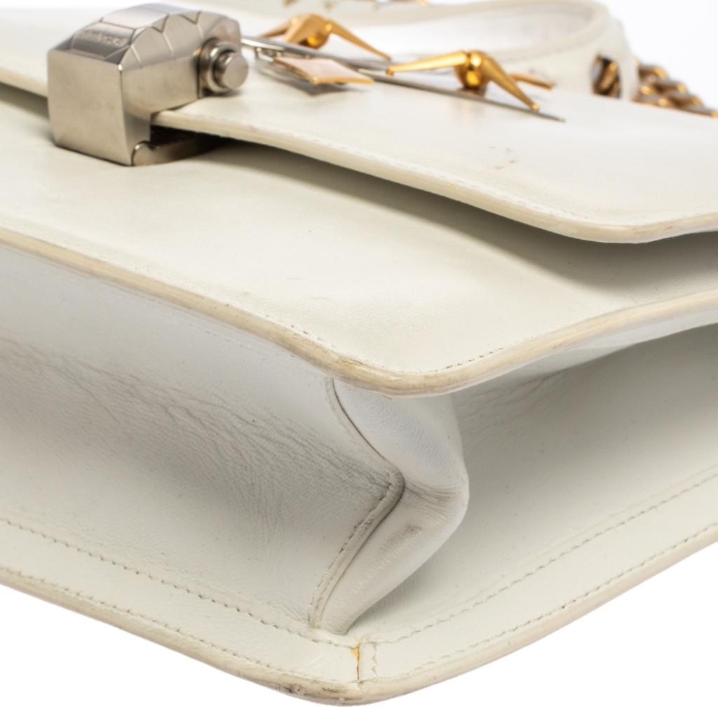 Roberto Cavalli White Leather Flap Shoulder Bag 4