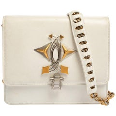 Roberto Cavalli White Leather Flap Shoulder Bag