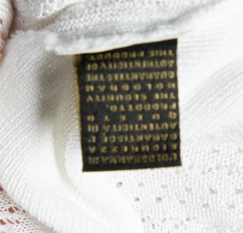 Cardigan blanc à manches en tricot perforé et imprimé Roberto Cavalli S Bon état - En vente à Dubai, Al Qouz 2