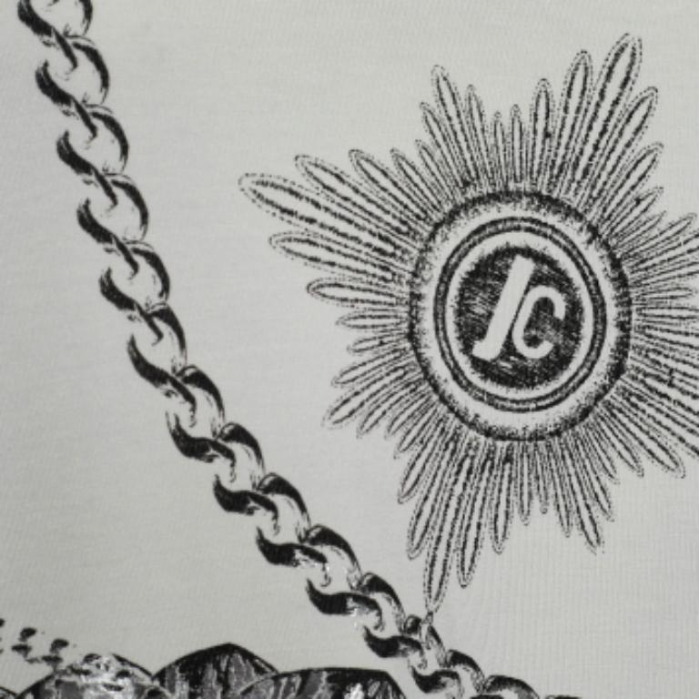 Roberto Cavalli Top de ojales de punto estampado blanco S Gris en venta