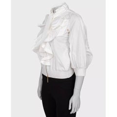 Roberto Cavalli White Ruffled Jacket - Size M