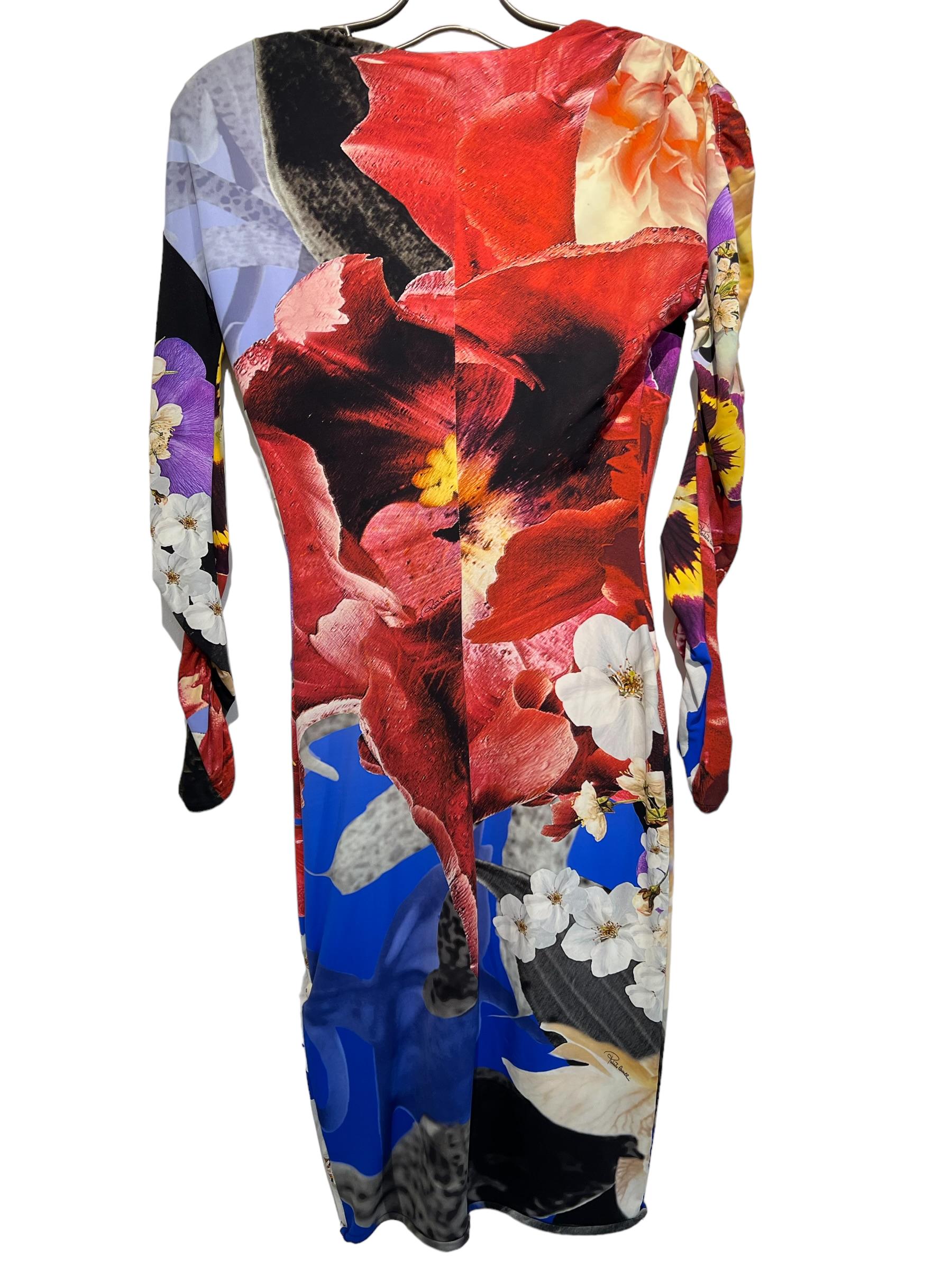 Brown Roberto Cavalli Women´s Floral Long Sleeve Dress Size 40