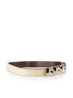 Roberto Cavalli Women's Ecru Pearlescent Python Leather Belt