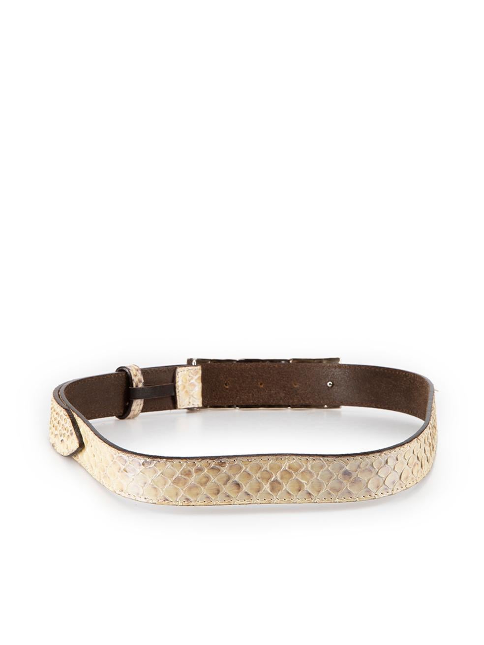 Roberto Cavalli Women's Ecru Pearlescent Python Leather Belt 1