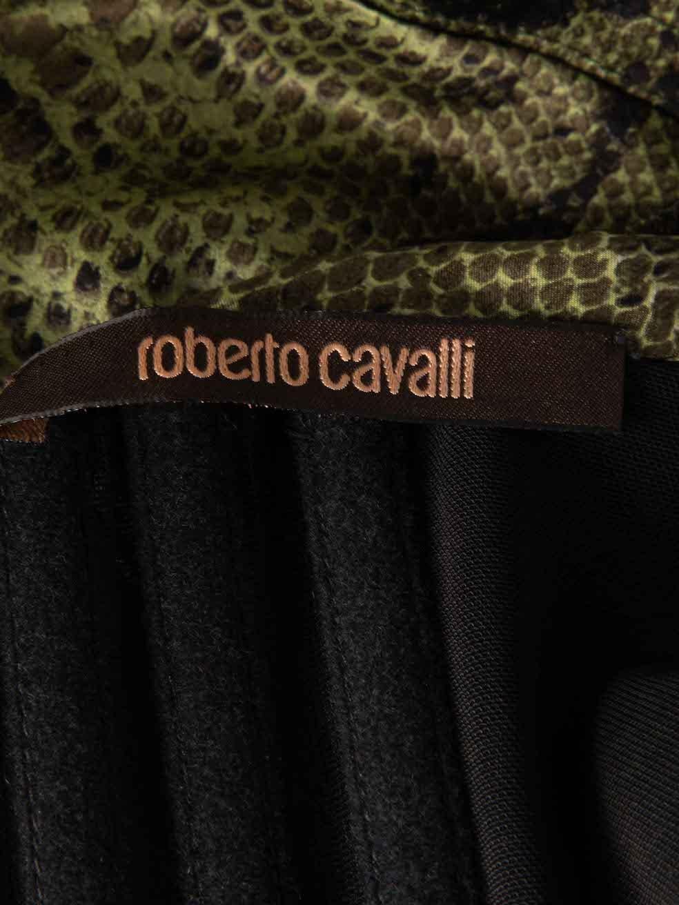 Roberto Cavalli Women's Green Snakeskin Print Strapless Mini Dress 2