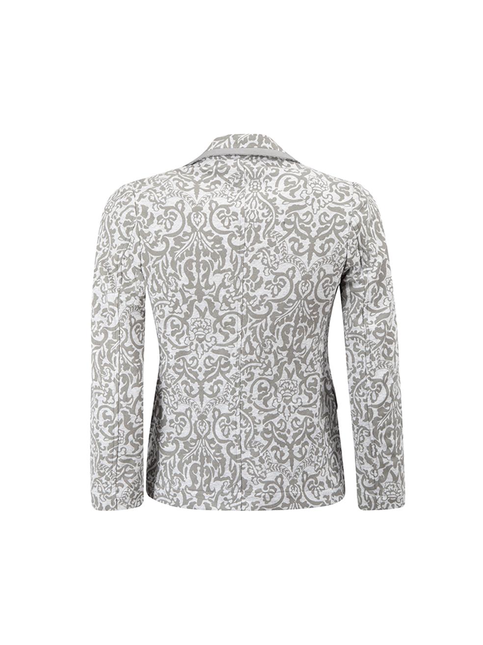 Roberto Cavalli Women's Grey Patterned Blazer Style Jacket In Good Condition For Sale In London, GB