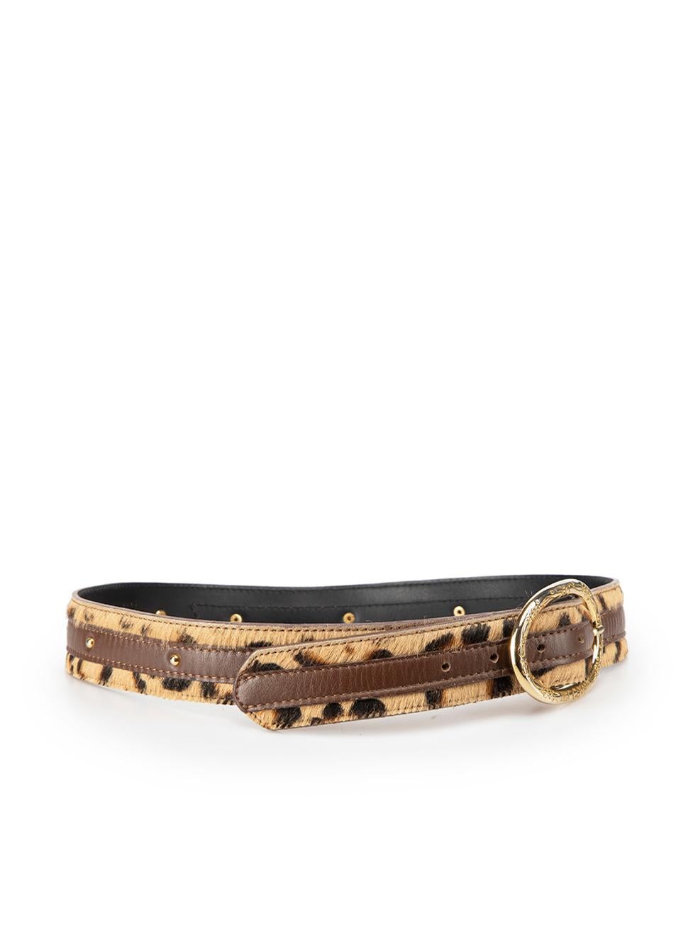 Roberto Cavalli Women's Just Cavalli Brown Leopard Print Leather Trim Belt In Good Condition In London, GB