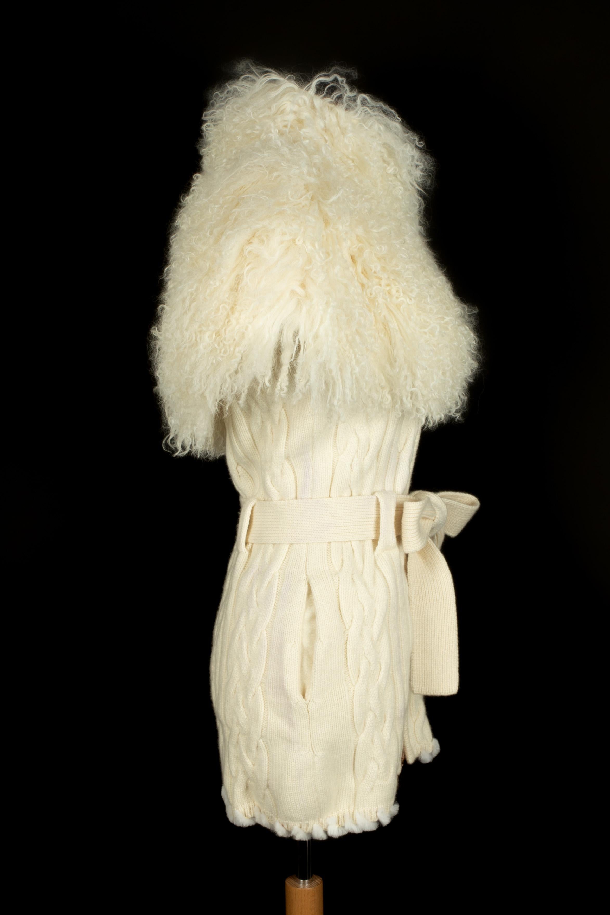 Roberto Cavalli wool and fur cardigan In Excellent Condition For Sale In SAINT-OUEN-SUR-SEINE, FR