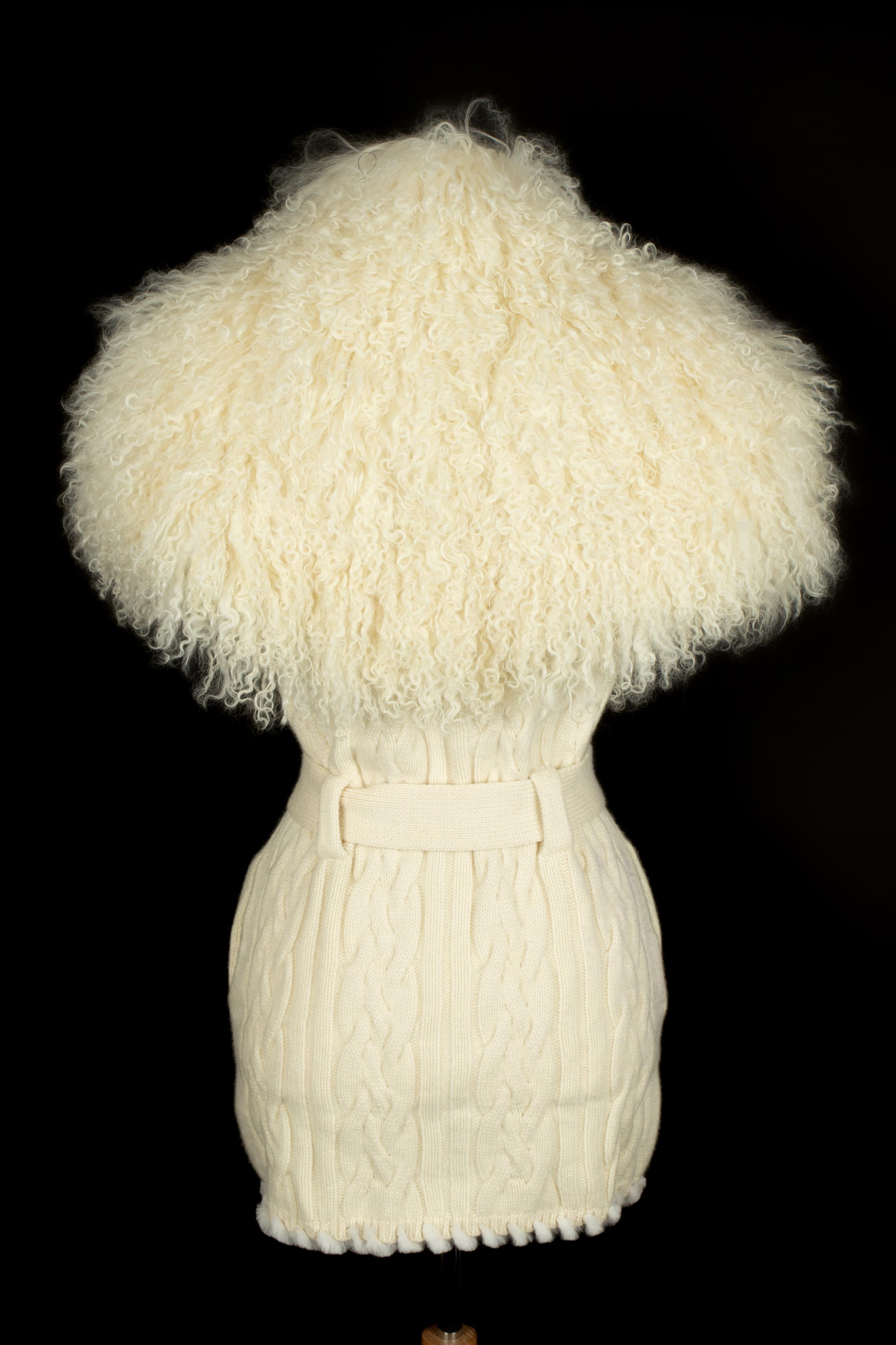 Women's Roberto Cavalli wool and fur cardigan For Sale